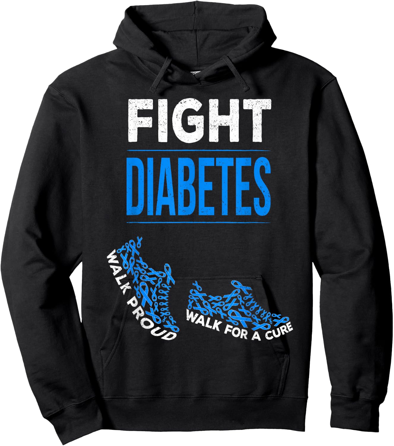 Fight Diabetes Walk for a Cure Awareness Ribbon T1D Type 1 Hoodie - Hoodie | Black