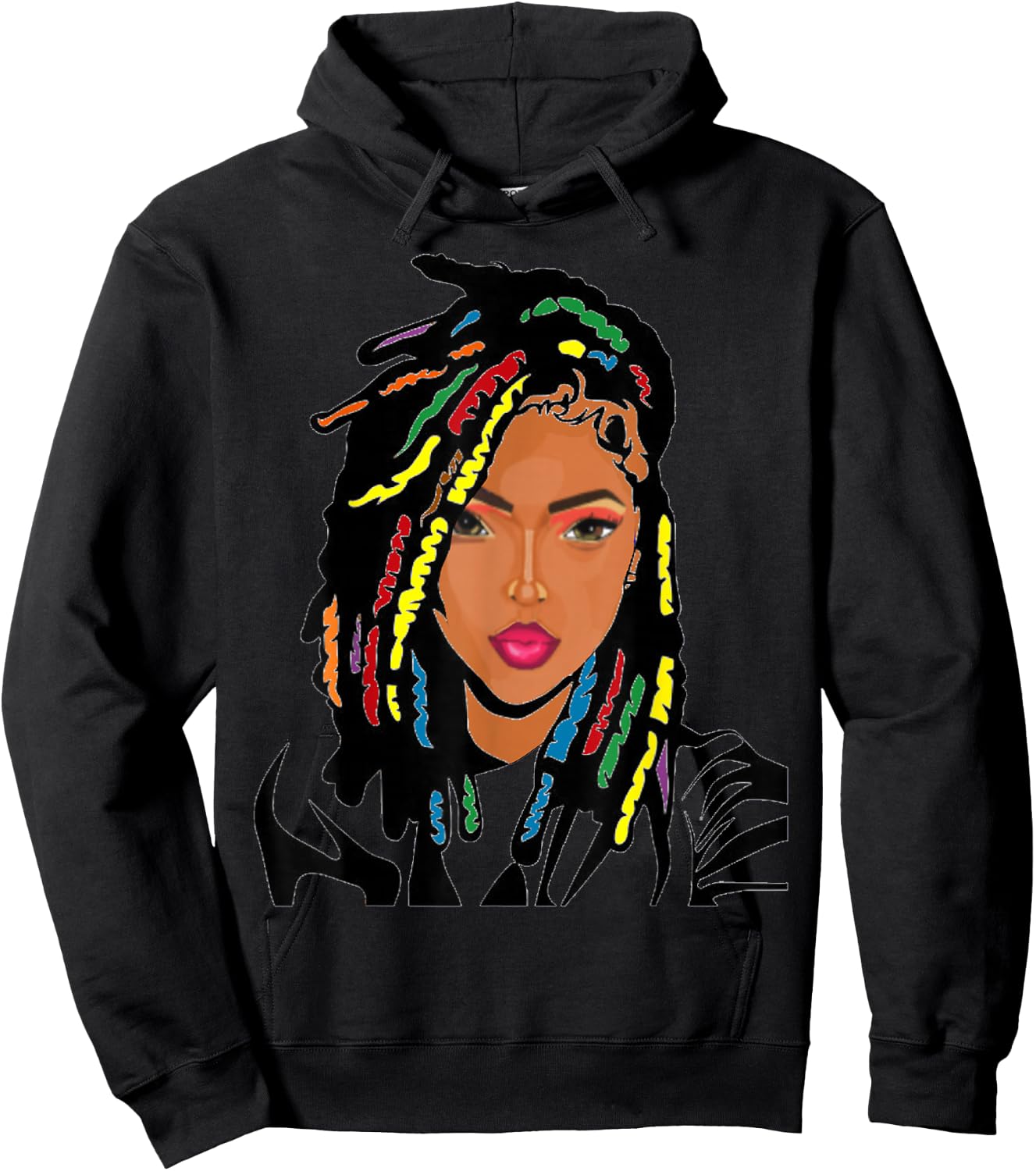 Natural Hair Black Women LOC'd Dreadloc Beauty Design 2 Hoodie - Hoodie | Black
