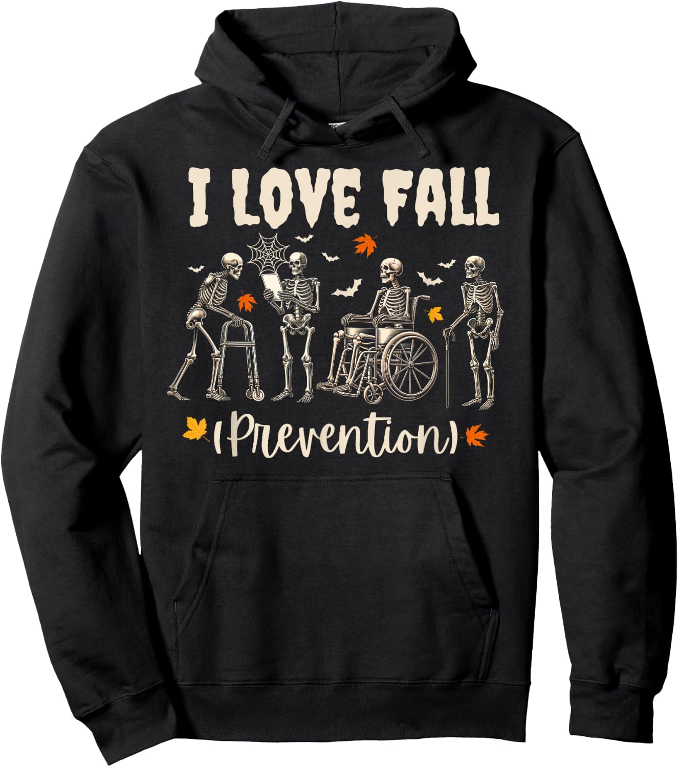 Funny Skeleton I Love Fall Prevention Fall Physical Therapy Hoodie - Hoodie | Black