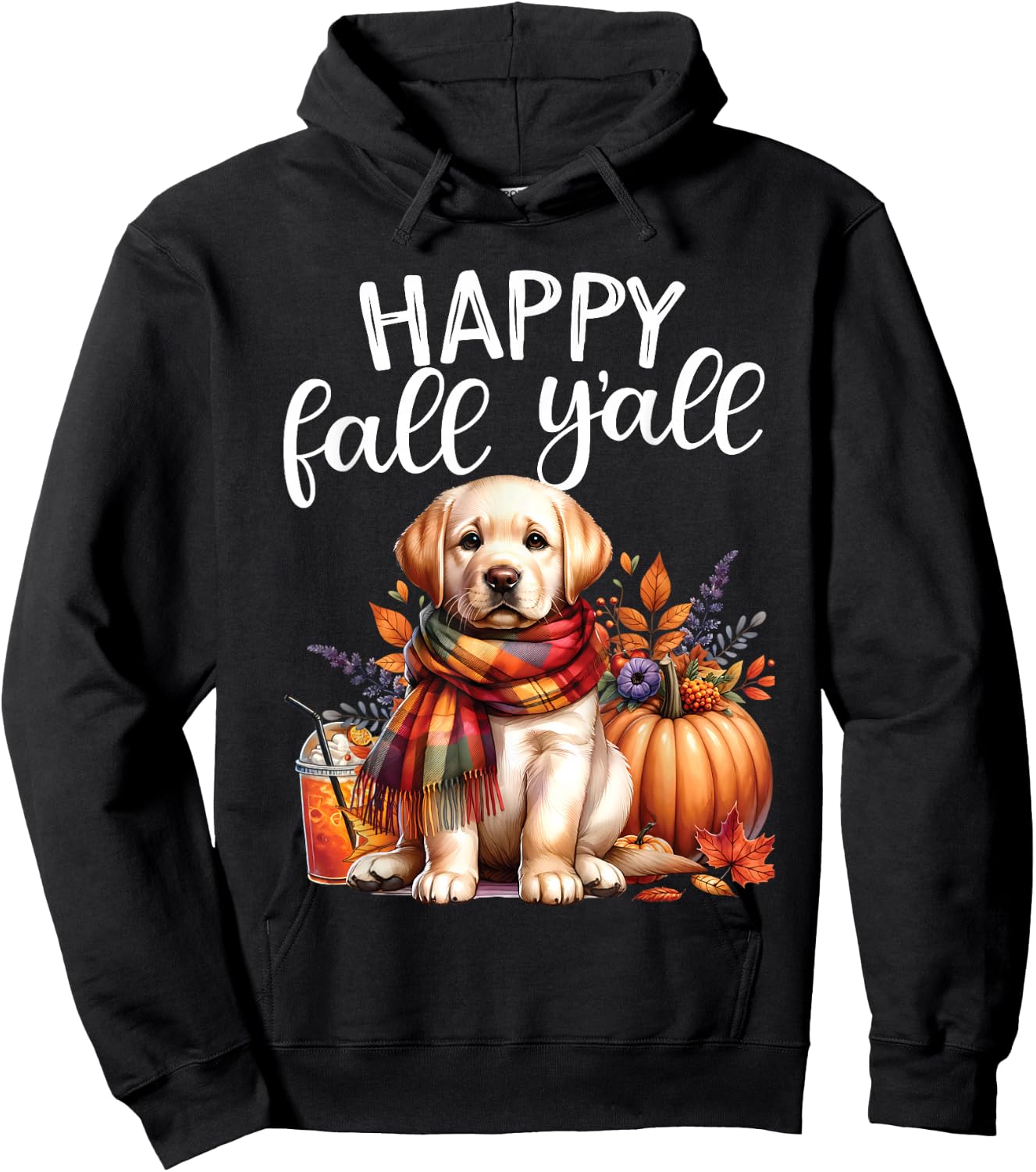 Labrador Retriever Dog pumpkin spice Happy Fall Yall autumn Hoodie - Hoodie | Black