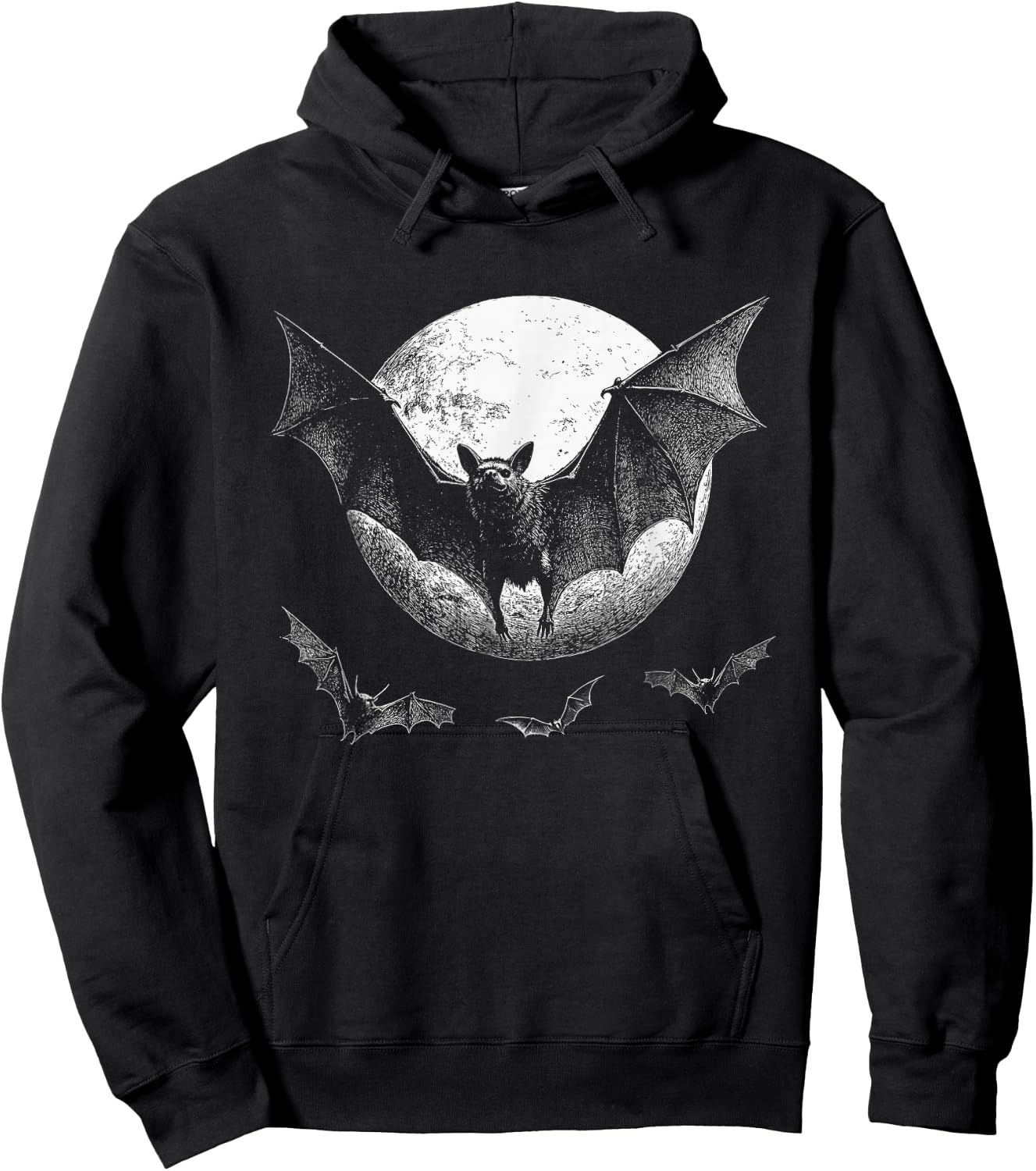 Gothic Bat Halloween Full Moon Horror Vampire Spooky Goth Hoodie - Hoodie | Black