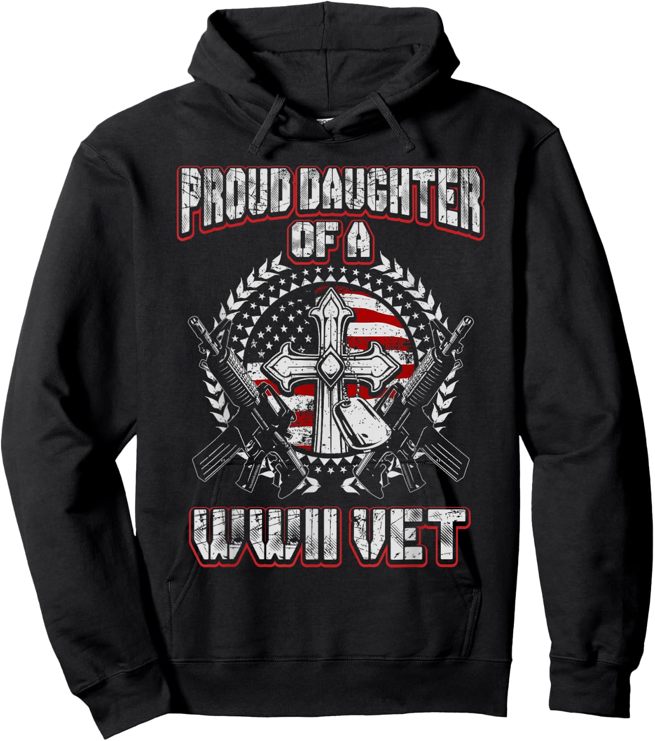 World War Two Veteran Proud Daughter of a WWII Vet T Shirt Hoodie - Hoodie | Black