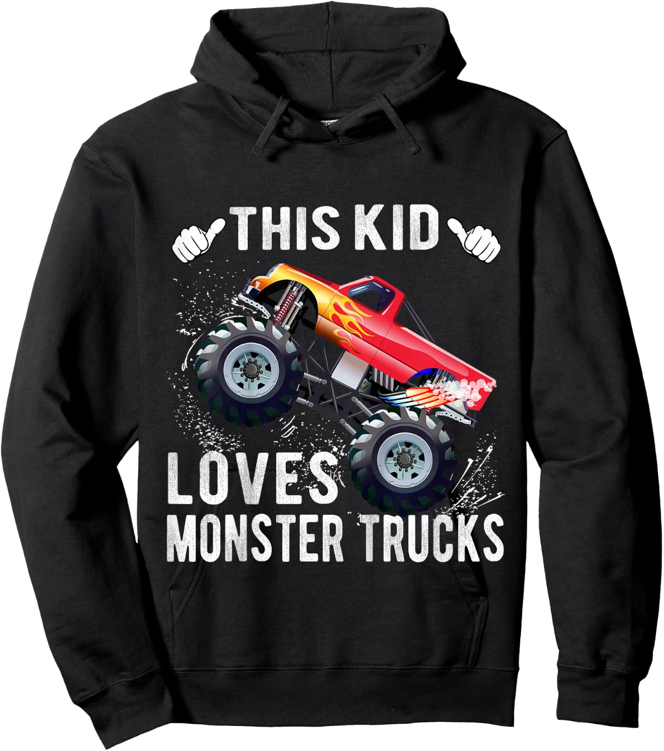 Kids This Kid Loves Monster Trucks Boys and Girls Gift Hoodie - Hoodie | Black