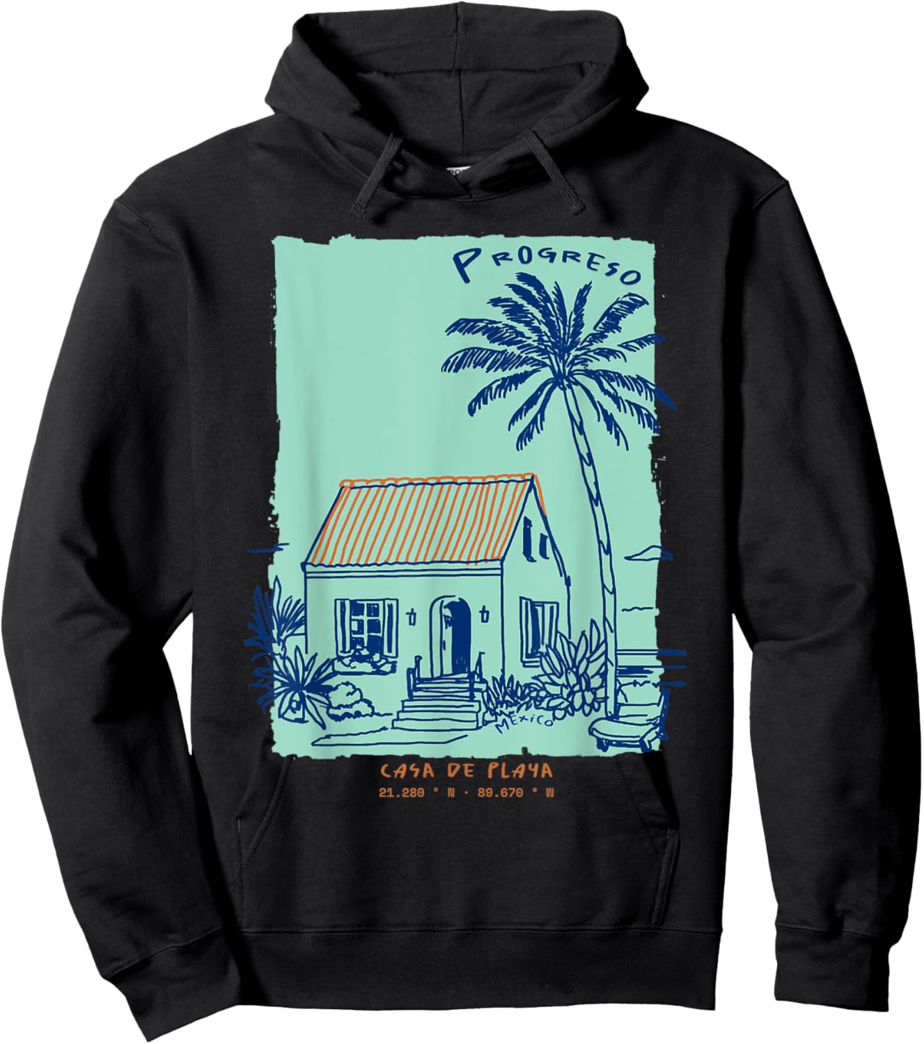 Progreso Mexico Souvenir Yucatan Cruise Port Vintage Art Hoodie - Hoodie | Black