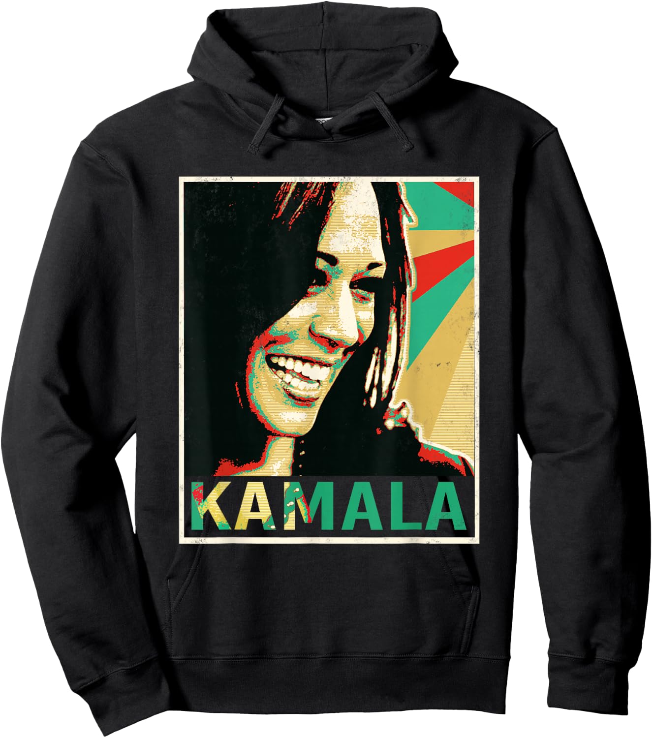Madam President 2024 Kamala Harris Laughing Portrait Hoodie - Hoodie | Black
