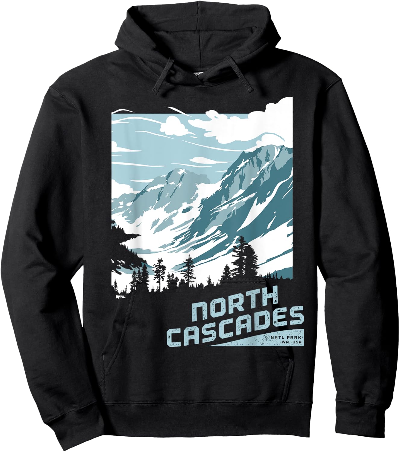 North Cascades National Park T shirt Washington Vintage Gift Hoodie - Hoodie | Black