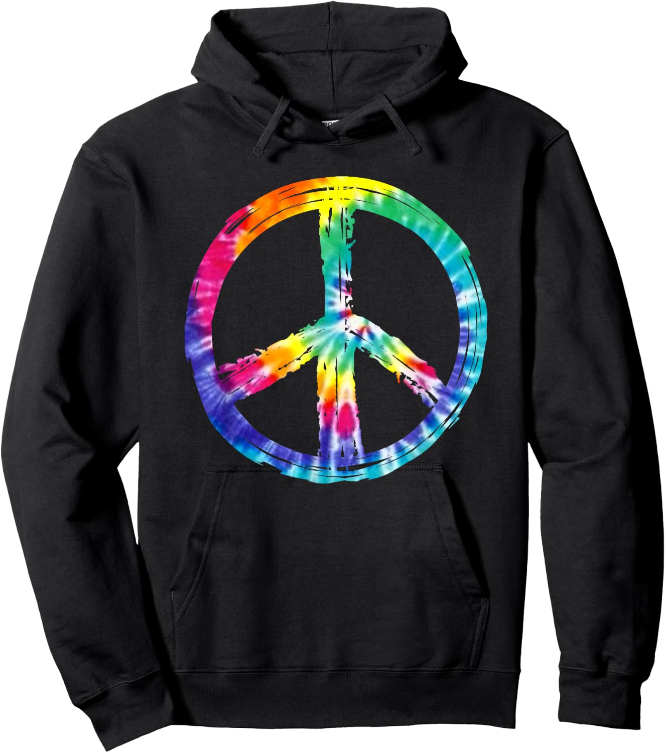 Tye Dye Peace Sign T Shirt Hoodie - Hoodie | Black