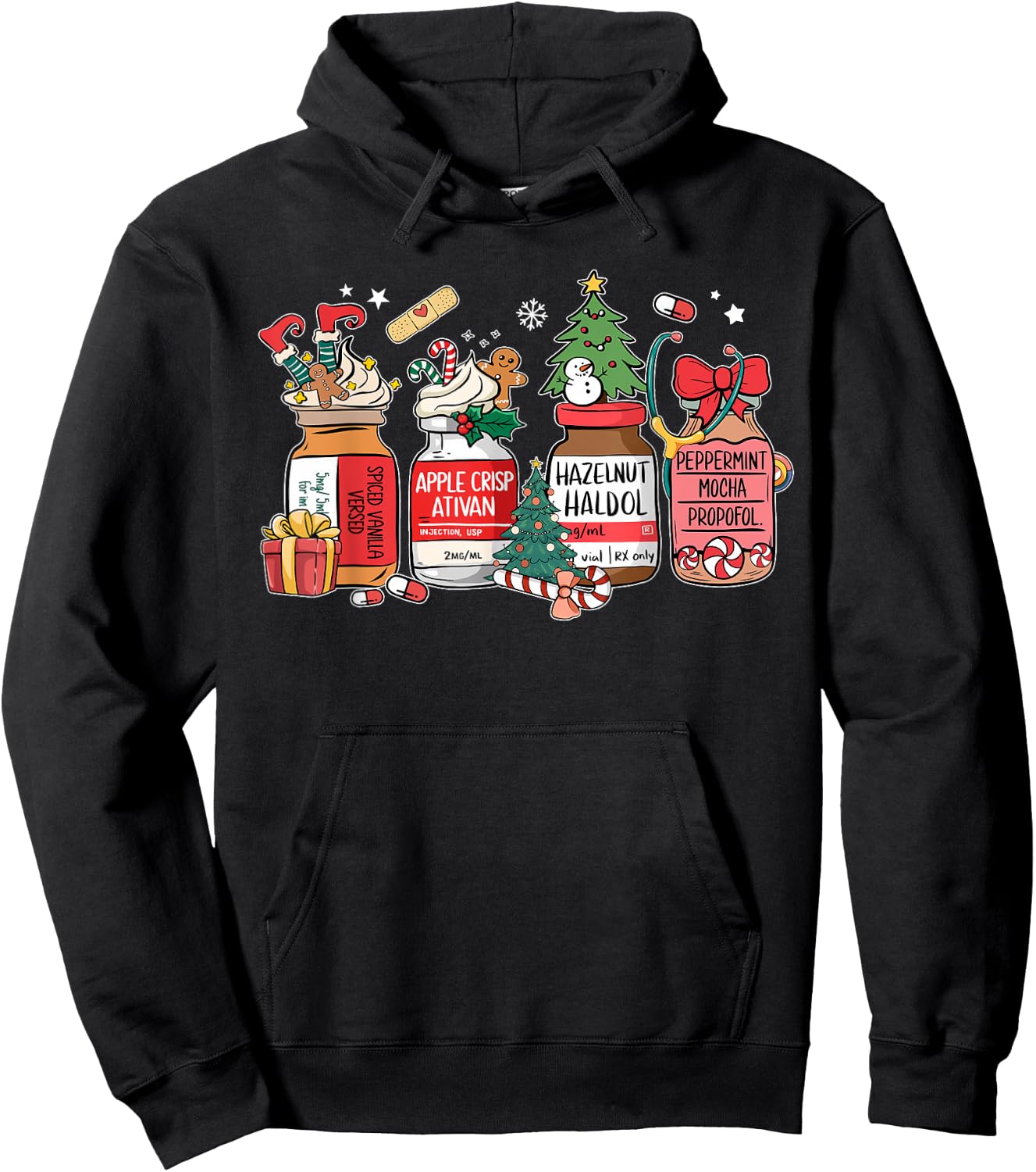 Christmas Nurse Funny Peppermint Mocha Propofol ER ED ICU RN Hoodie - Hoodie | Black