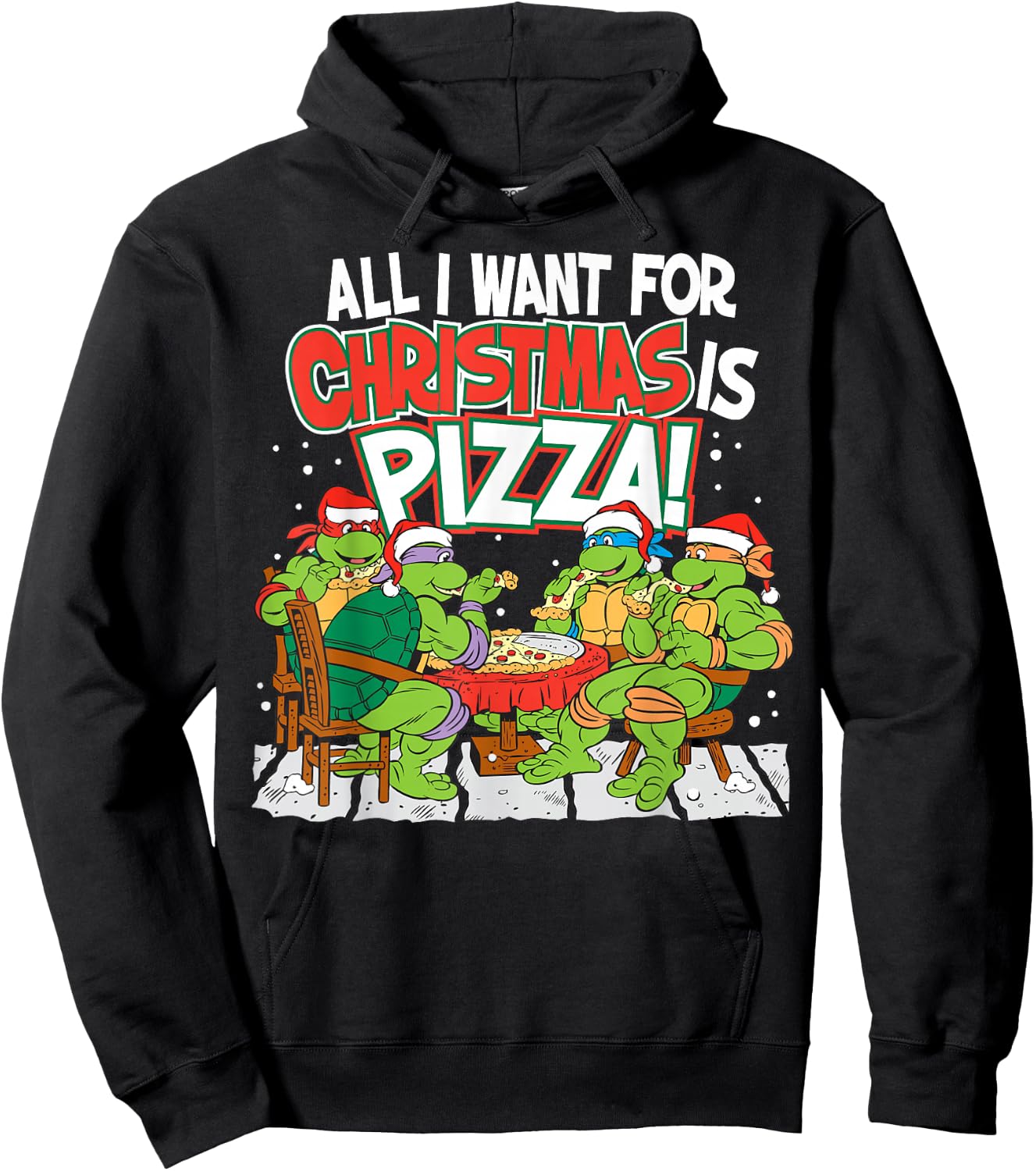Teenage Mutant Ninja Turtles Pizza for Christmas Hoodie - Hoodie | Black