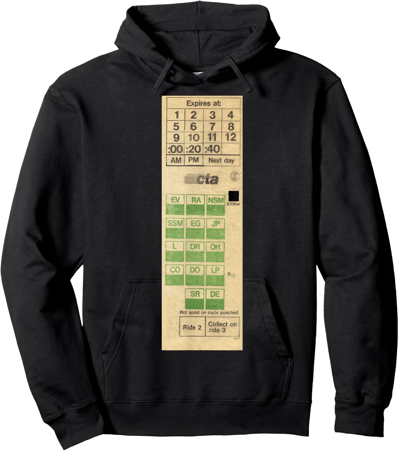 Vintage Retro Chicago CTA Transfer Bus Mass Transit Hoodie - Hoodie | Black