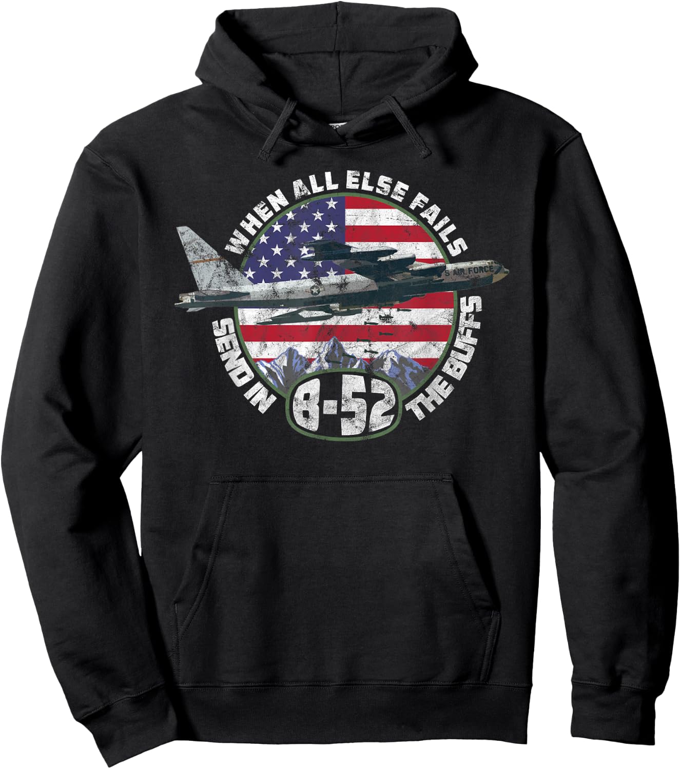 Send in the Buffs | B-52 Stratofortress Bomber Vintage Hoodie - Hoodie | Black