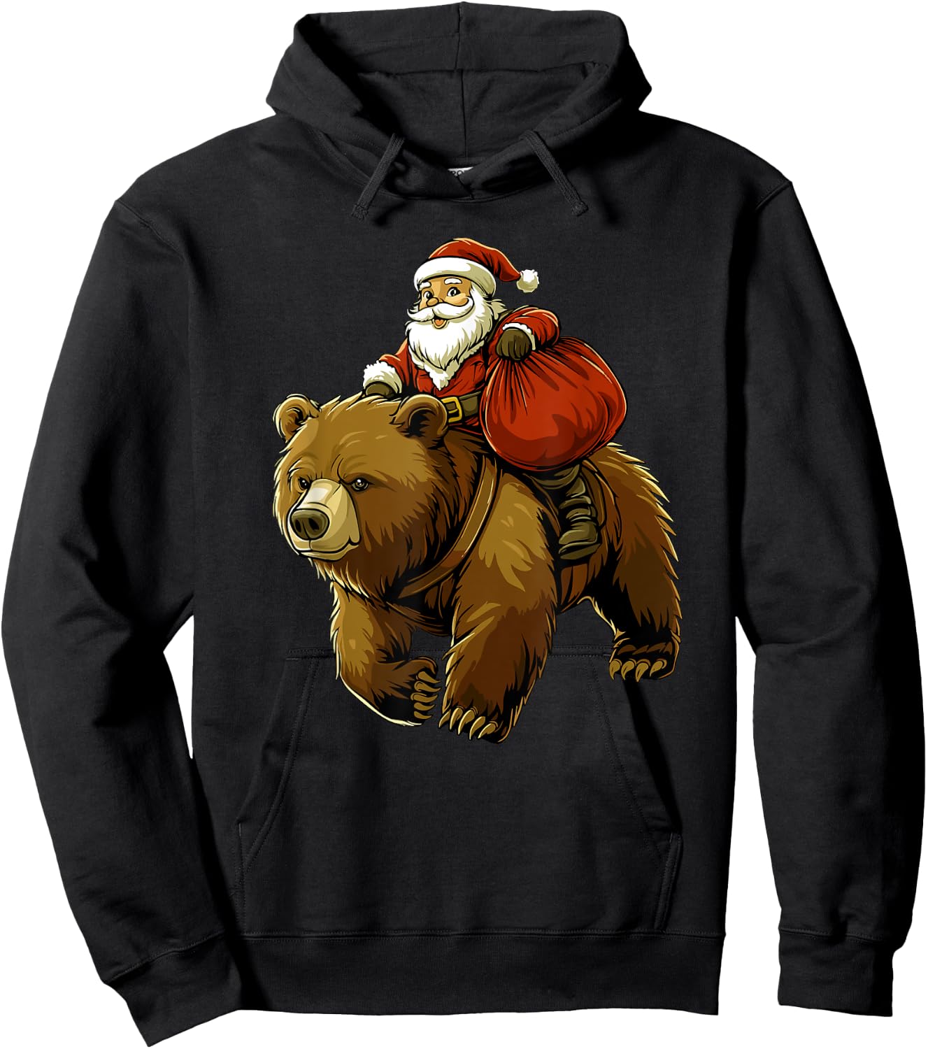 Funny Santa Bear Christmas Kids Boys Men Xmas Hoodie - Hoodie | Black