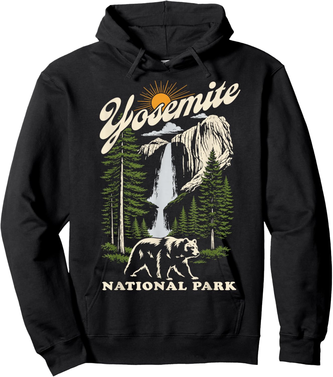 Yosemite National Park Waterfall Hoodie - Hoodie | Black