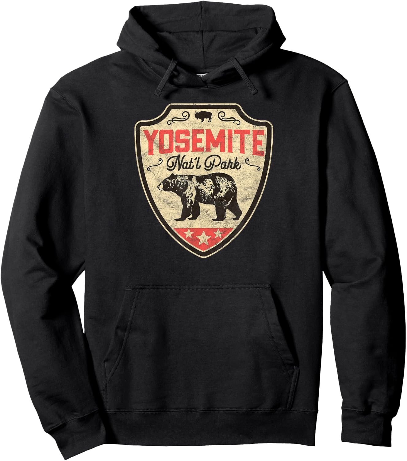 Vintage Yosemite National Park Bear Badge Retro Shirt Hoodie - Hoodie | Black