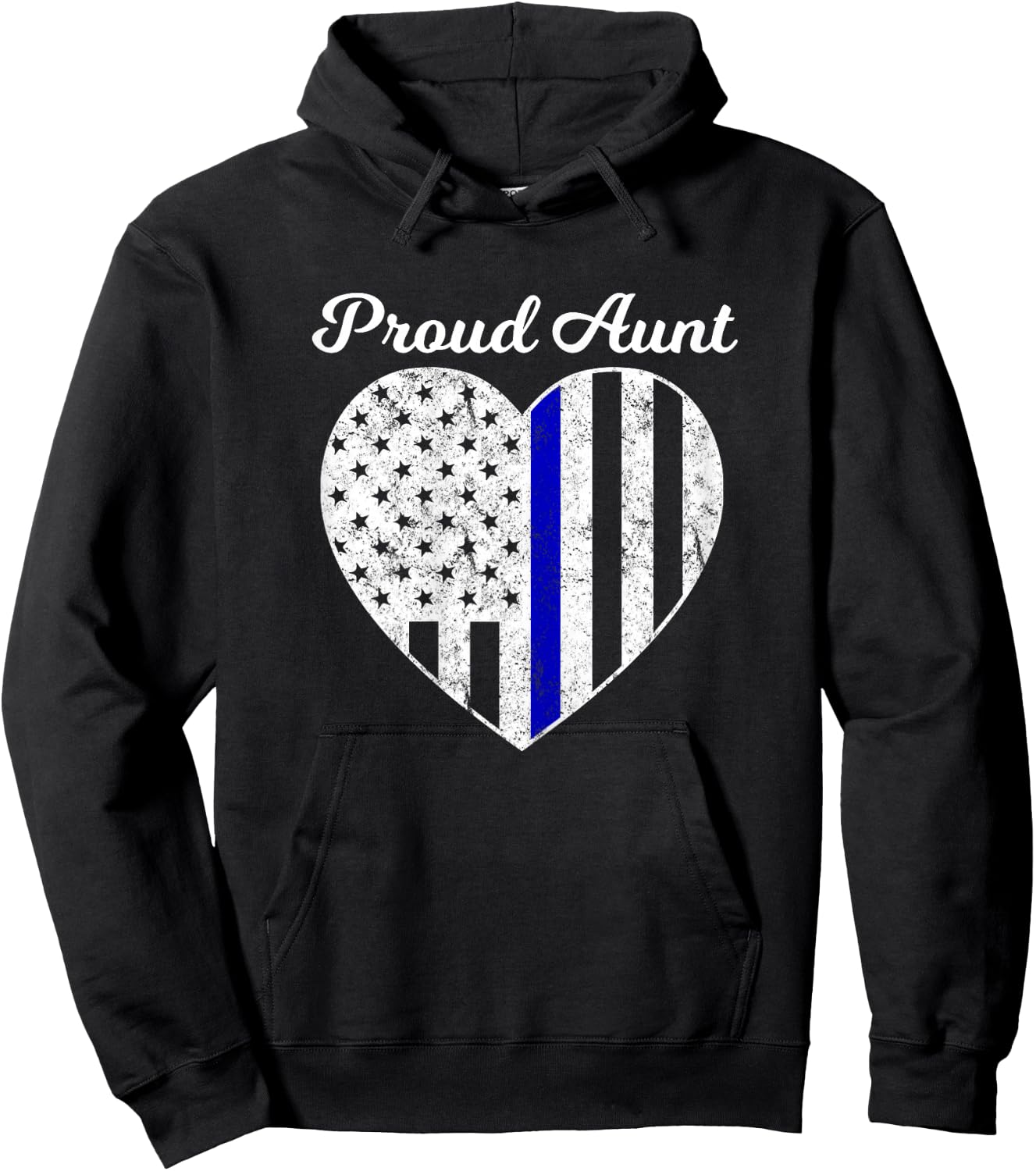 Proud Aunt of A Police Officer Thin Blue Line Hoodie - Hoodie | Black