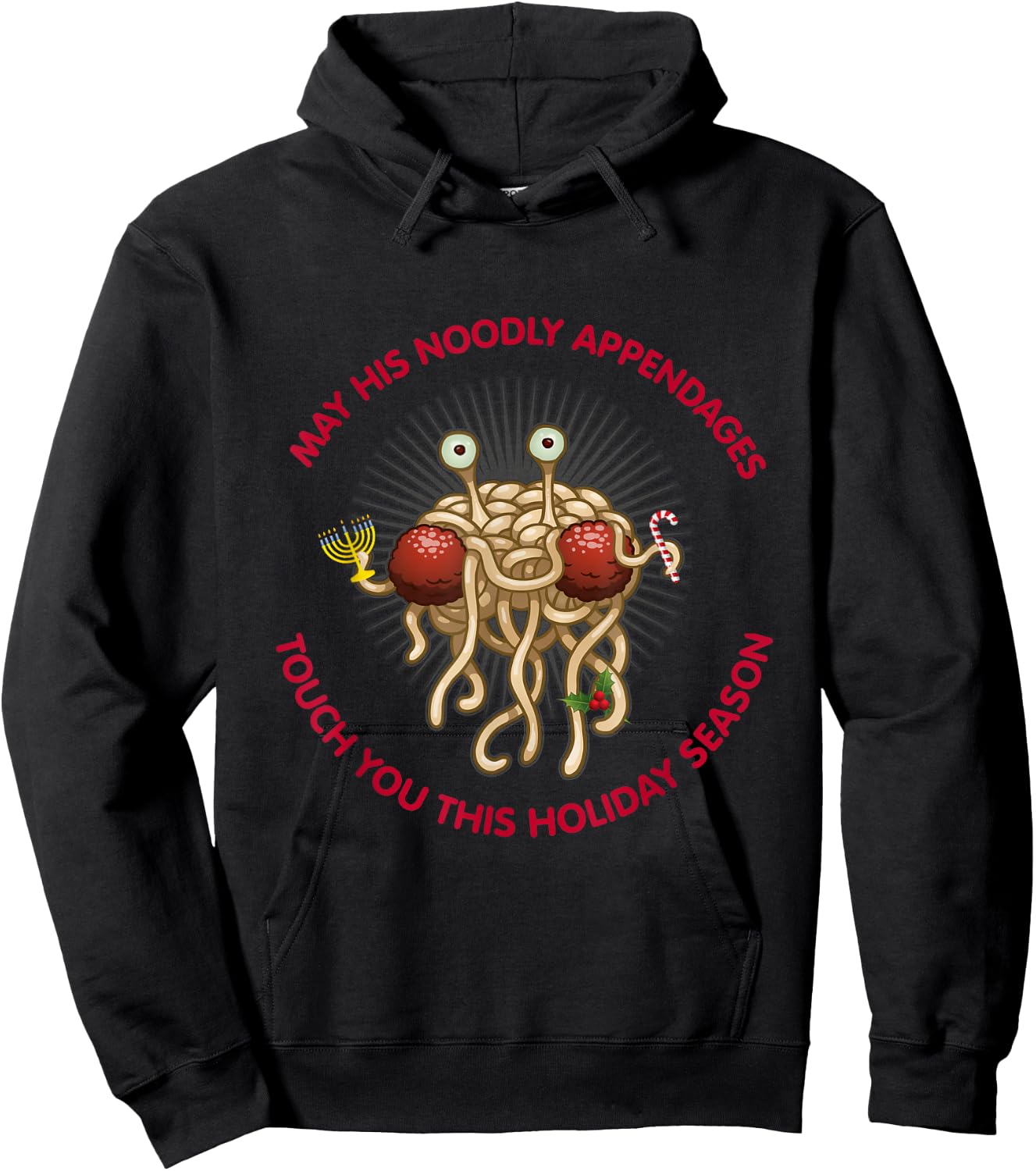 Flying Spaghetti Monster Holiday Pastafarianism Christmas Hoodie - Hoodie | Black