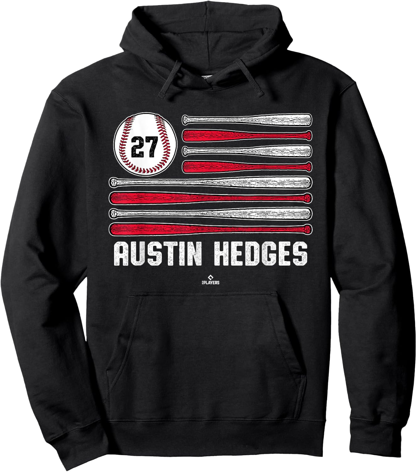 Baseball American Flag Austin Hedges Cleveland Baseball Hoodie - Hoodie | Black