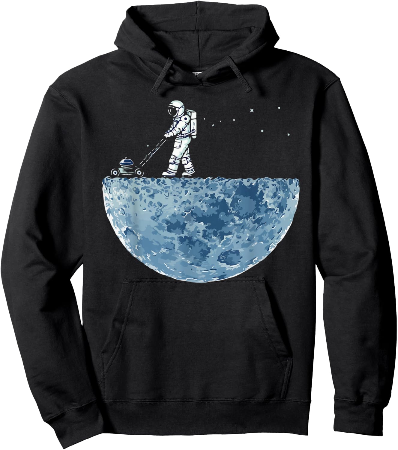Astronaut Mowing the Moon Lawn Hoodie - Hoodie | Black