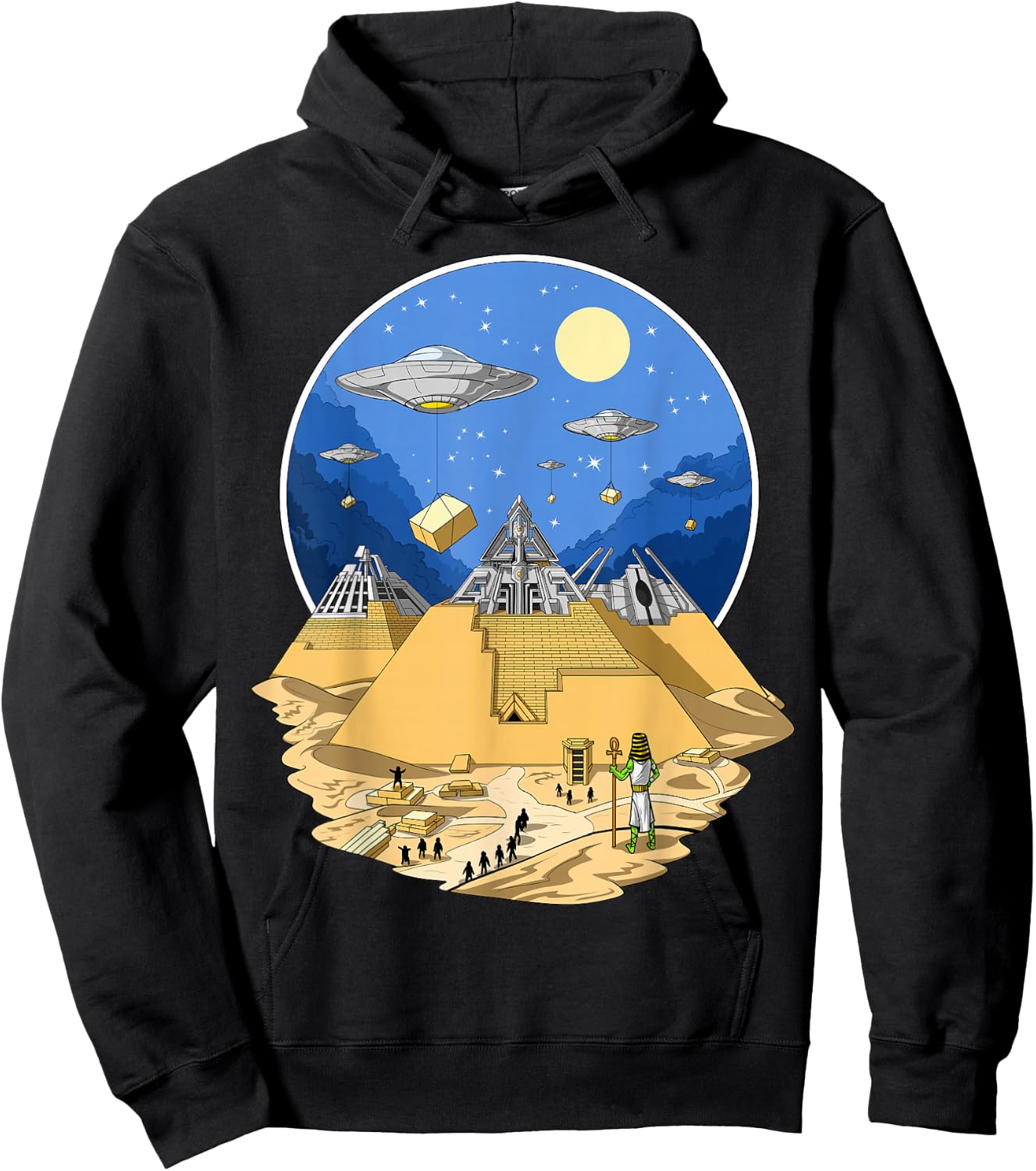 Ancient Egyptian Pyramid Alien UFO Space Aliens Hoodie - Hoodie | Black