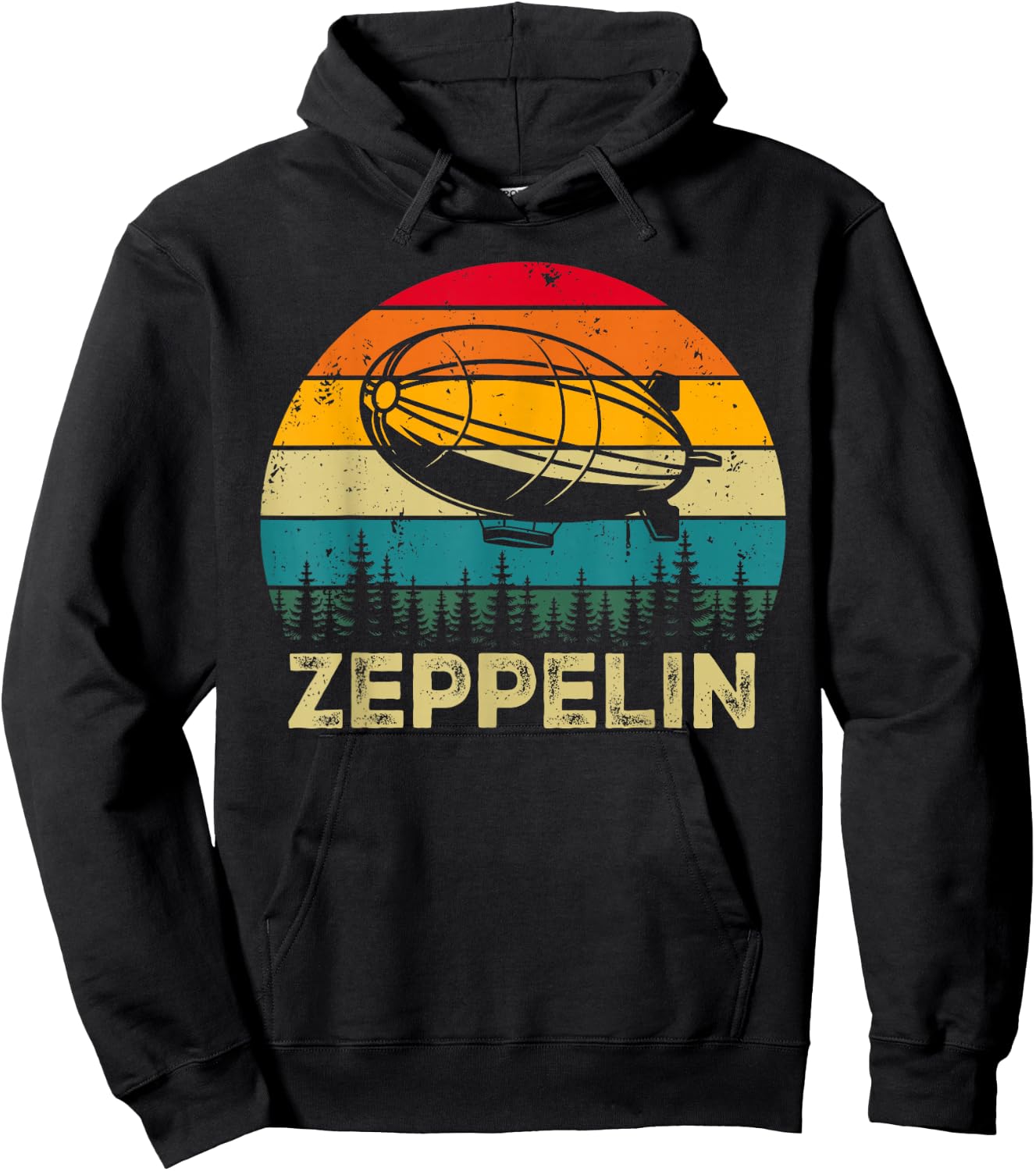 Vintage Retro Zeppelin 70s 80s Dirigible Airship Blimp Hoodie - Hoodie | Black