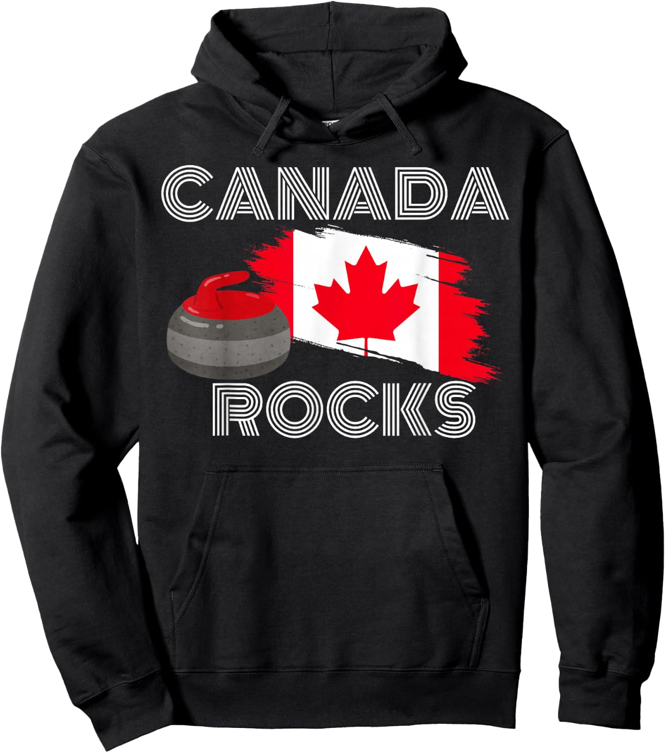 Canada Rocks Curling Team Support Proud Canada Flag Hoodie - Hoodie | Black