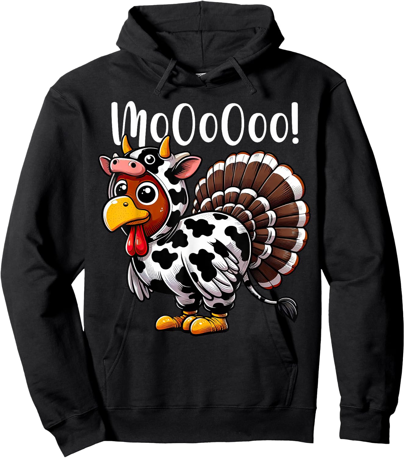 Turkey Moo Cow Costume Funny Thanksgiving Hoodie - Hoodie | Black