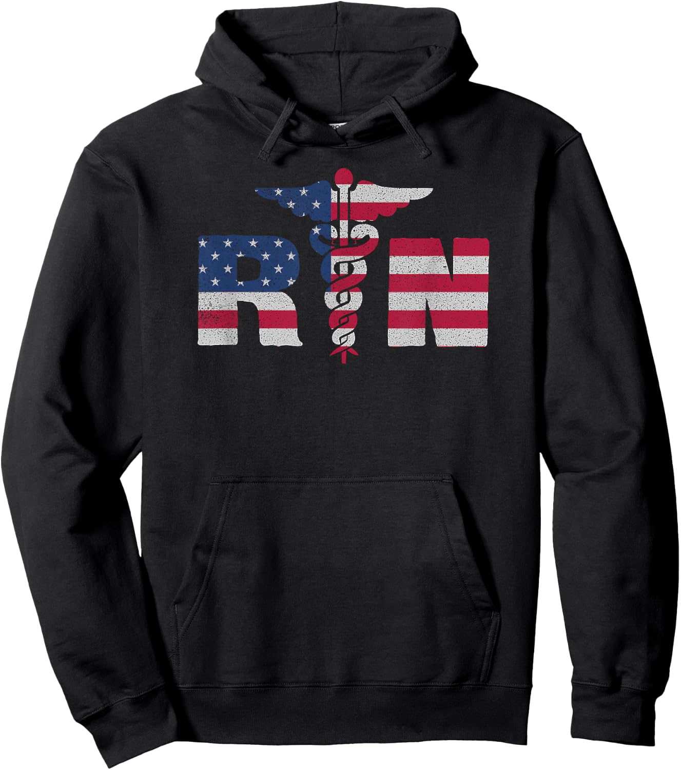 Nurse Appreciation Gift Shirt RN American Flag July 4th Hoodie - Hoodie | Black