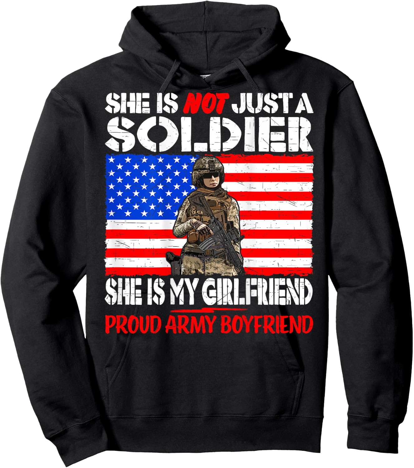 My Girlfriend Is A Soldier Proud Army Boyfriend Lover Gift Hoodie - Hoodie | Black