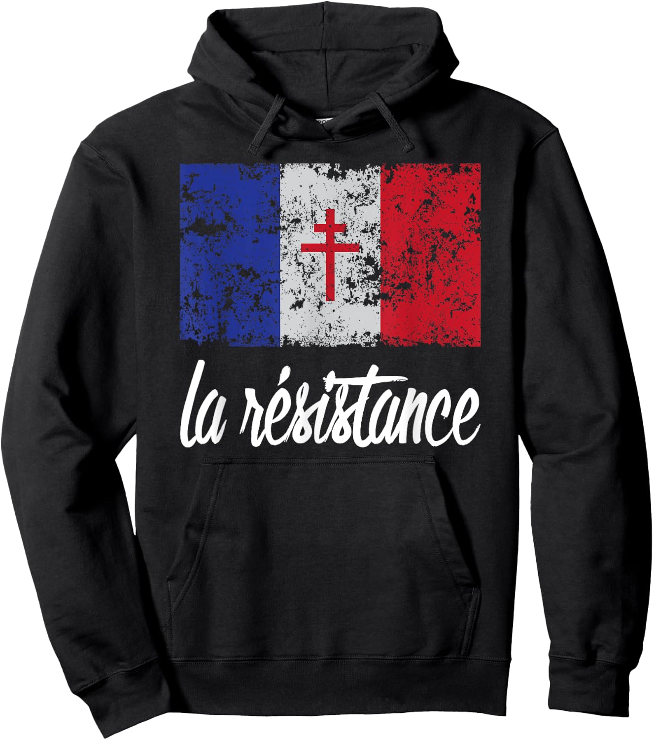 Distressed France Flag La Resistance Proud French Hoodie - Hoodie | Black