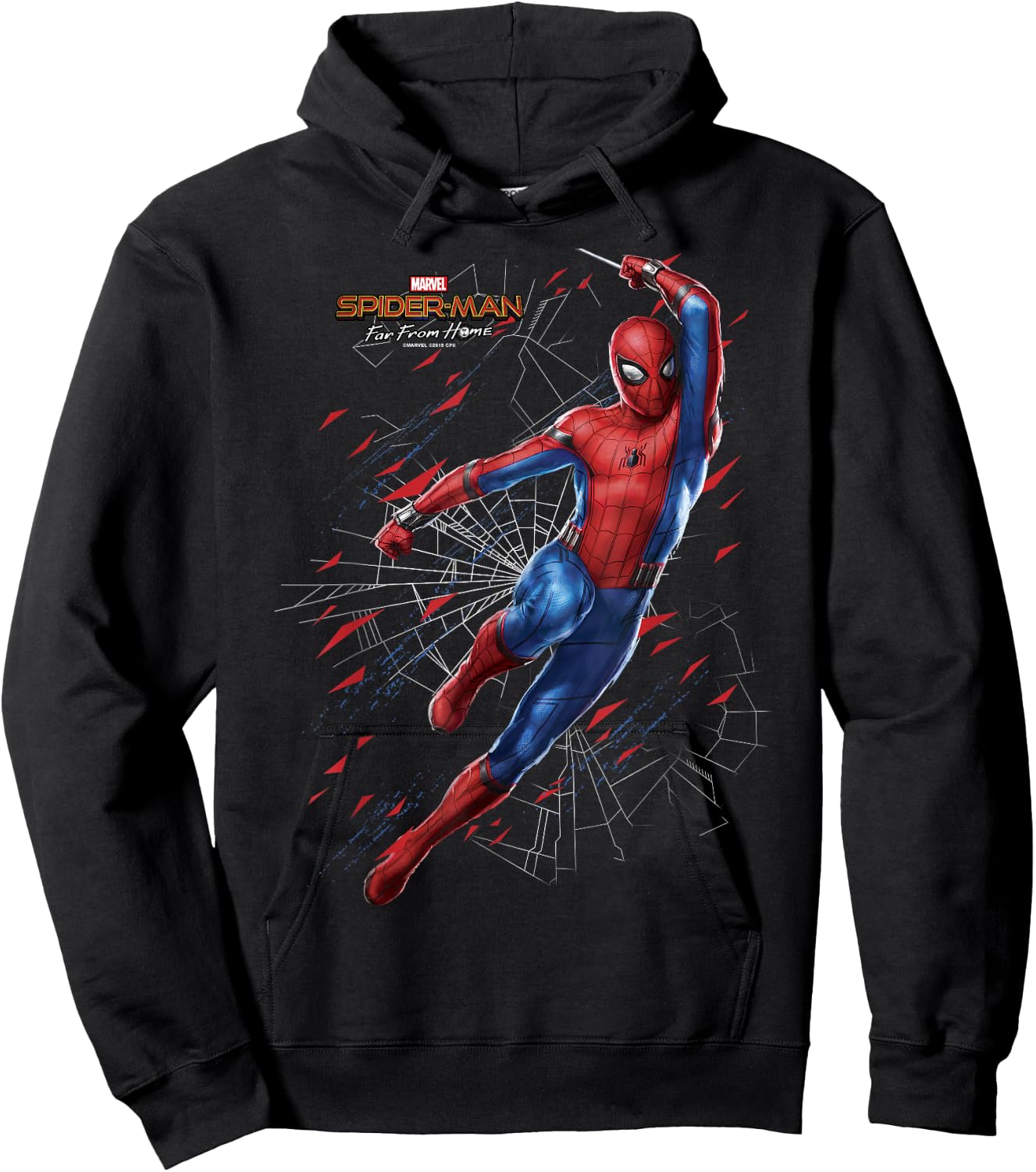 Marvel Spider-Man Far from Home Web Swing Shatter Portrait Hoodie - Hoodie | Black