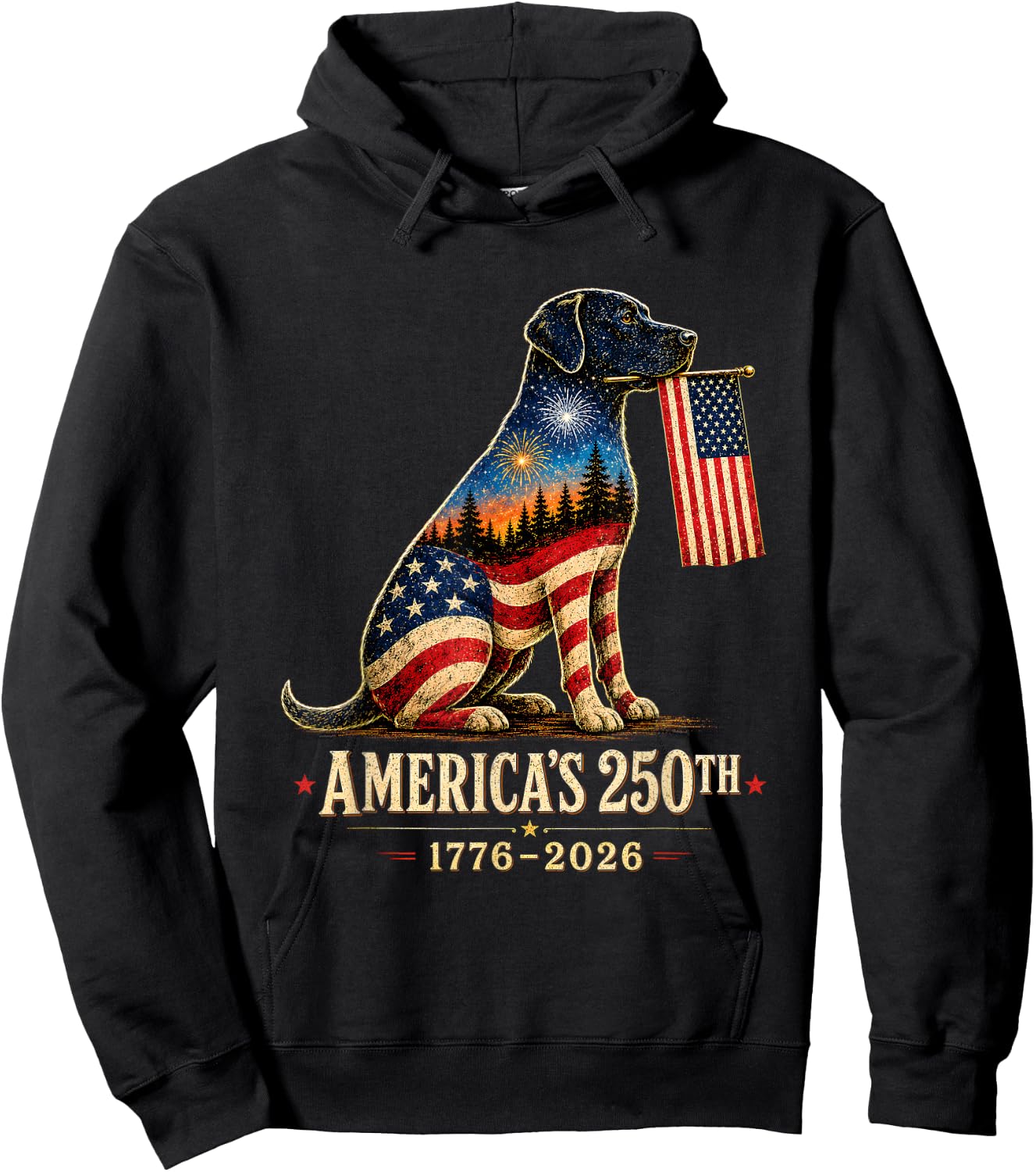 Labrador Retriever America's 250th Anniversary 4th of July Hoodie - Hoodie | Black