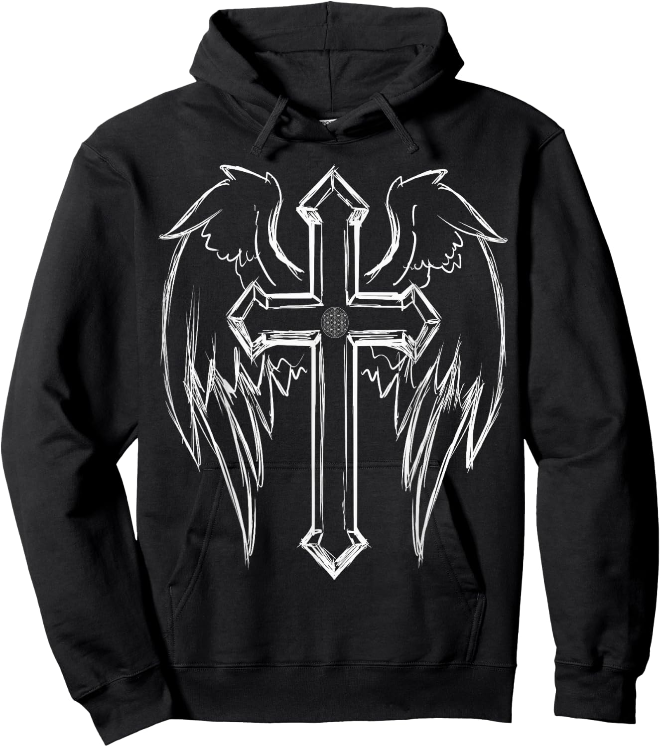 Religious Holy Crucifix Christian Angel Wings Cross Gift Hoodie - Hoodie | Black