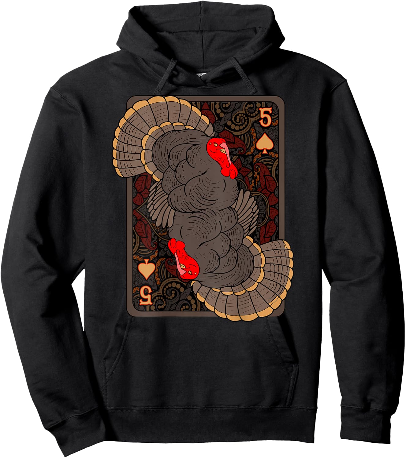 Thanksgiving Turkey Playing Card Shirt Spades Autumn Birds Hoodie - Hoodie | Black