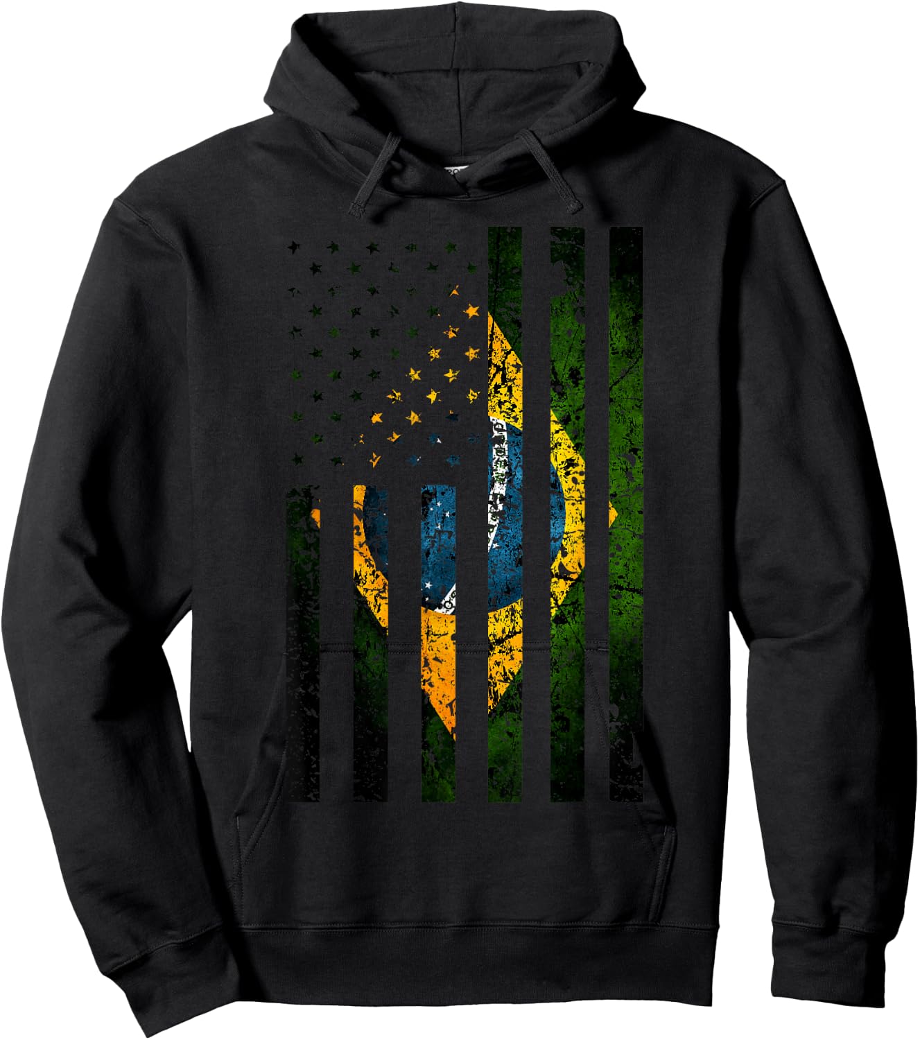 Brazil Brazilian Roots American Flag | Half Brasil Half USA Kids Men Hoodie - Hoodie | Black