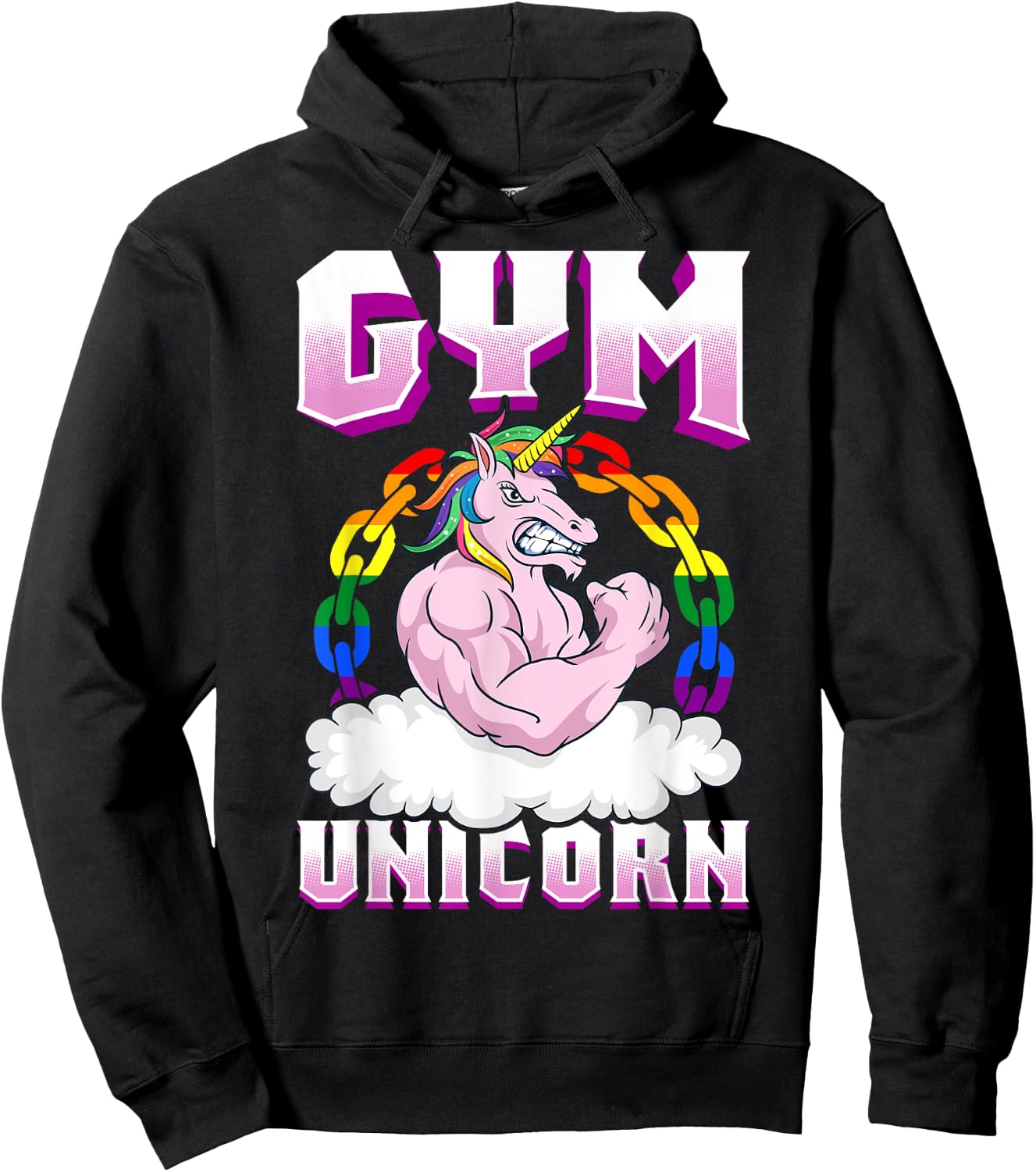 Gay Muscle Shirt Unicorn Funny Shirt Gay Gym Shirt Workout Hoodie - Hoodie | Black