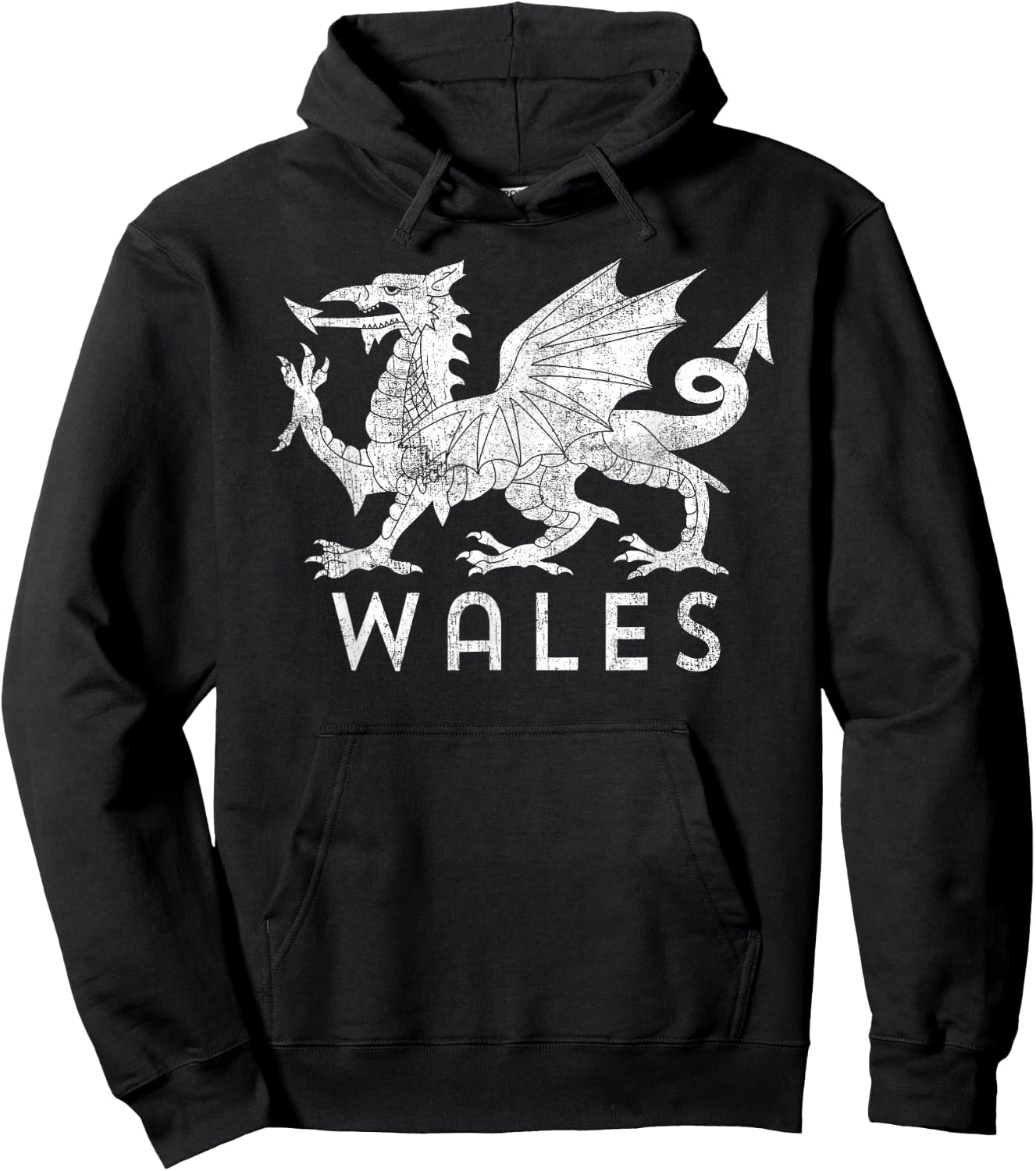 Distressed Rugby Welsh Cymru Flag of Wales Hoodie - Hoodie | Black