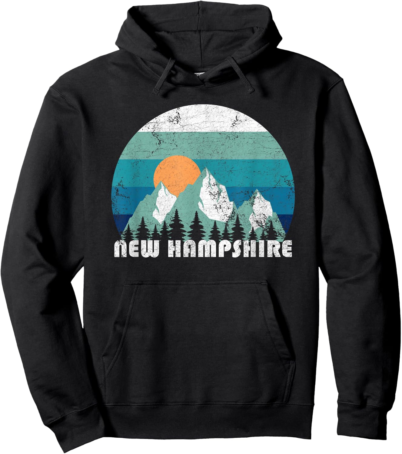 New Hampshire State Retro Vintage Hoodie - Hoodie | Black