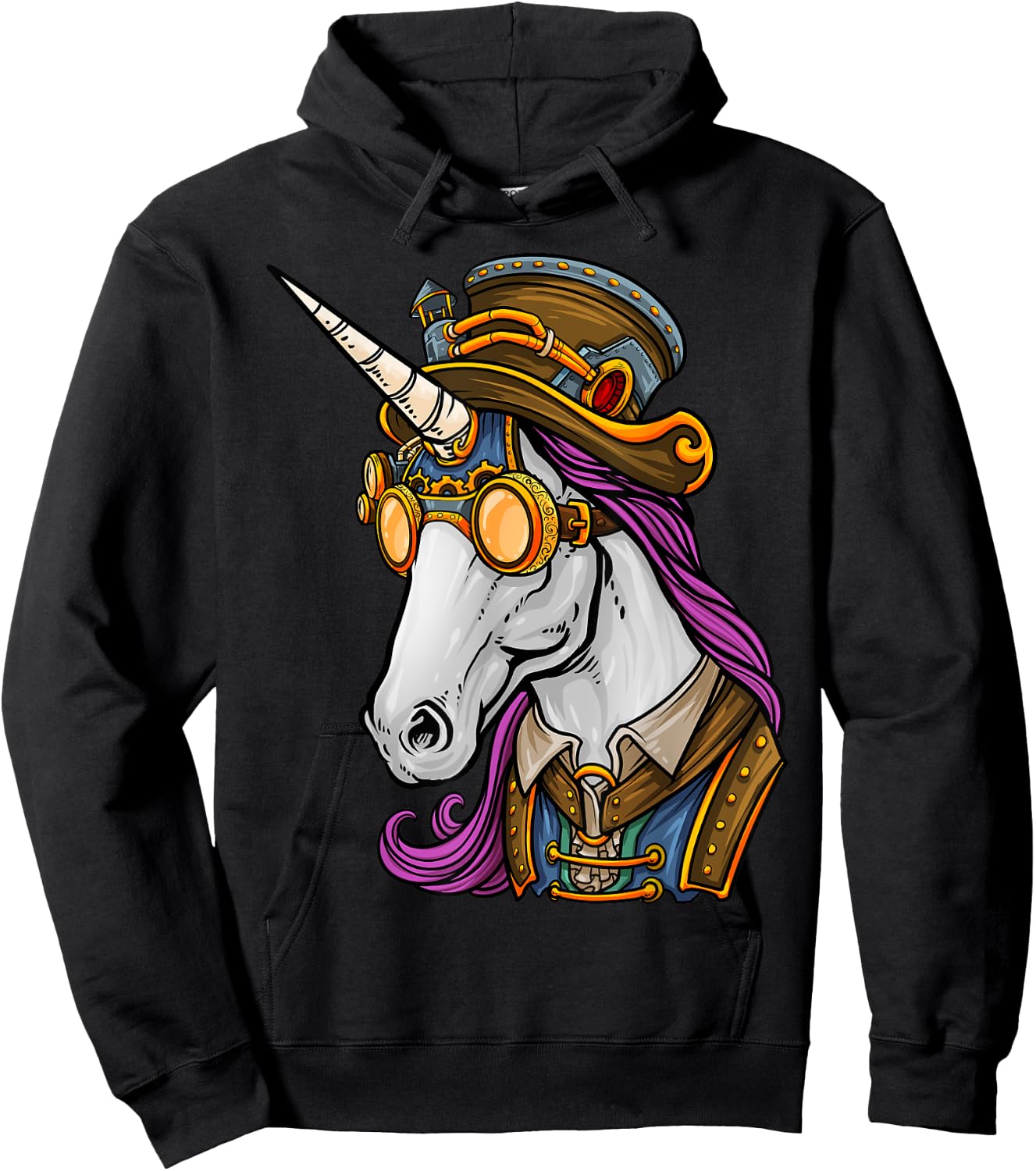 Steampunk Gothic Unicorn Mechanical Animal Unicorn Lover Hoodie - Hoodie | Black