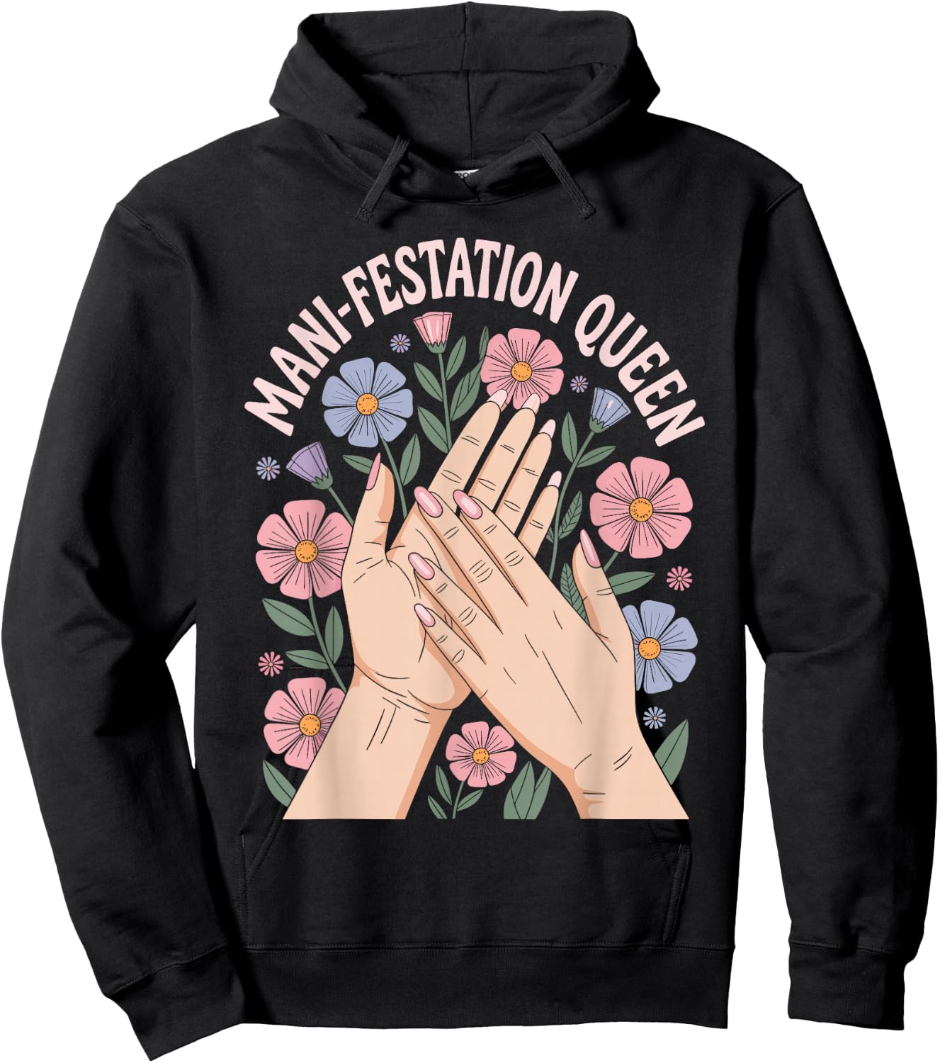 Funny Nail Artist Manifestation Queen Nail Tech Hoodie - Hoodie | Black