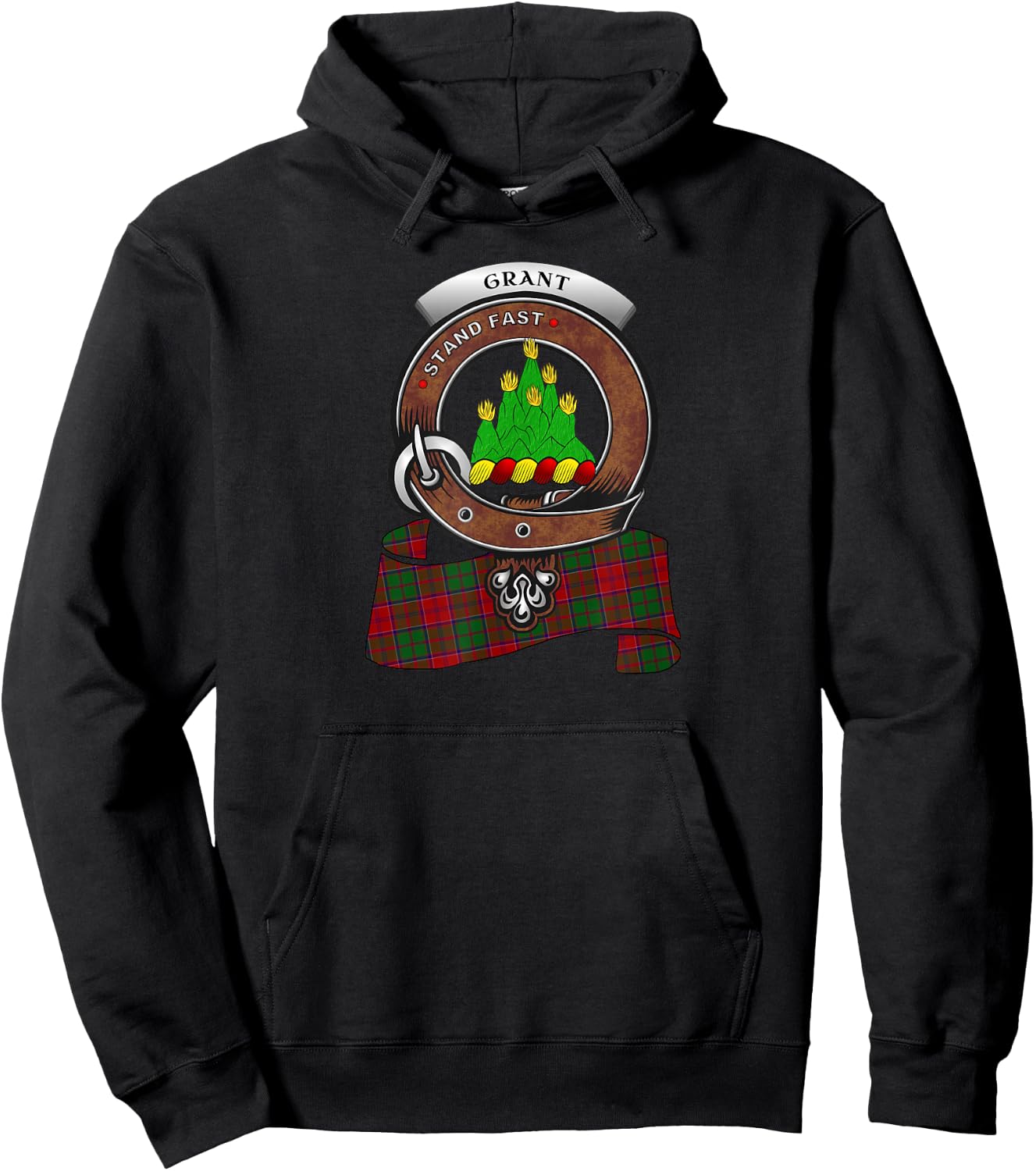 Grant Clan Badge & Tartan Hoodie - Hoodie | Black