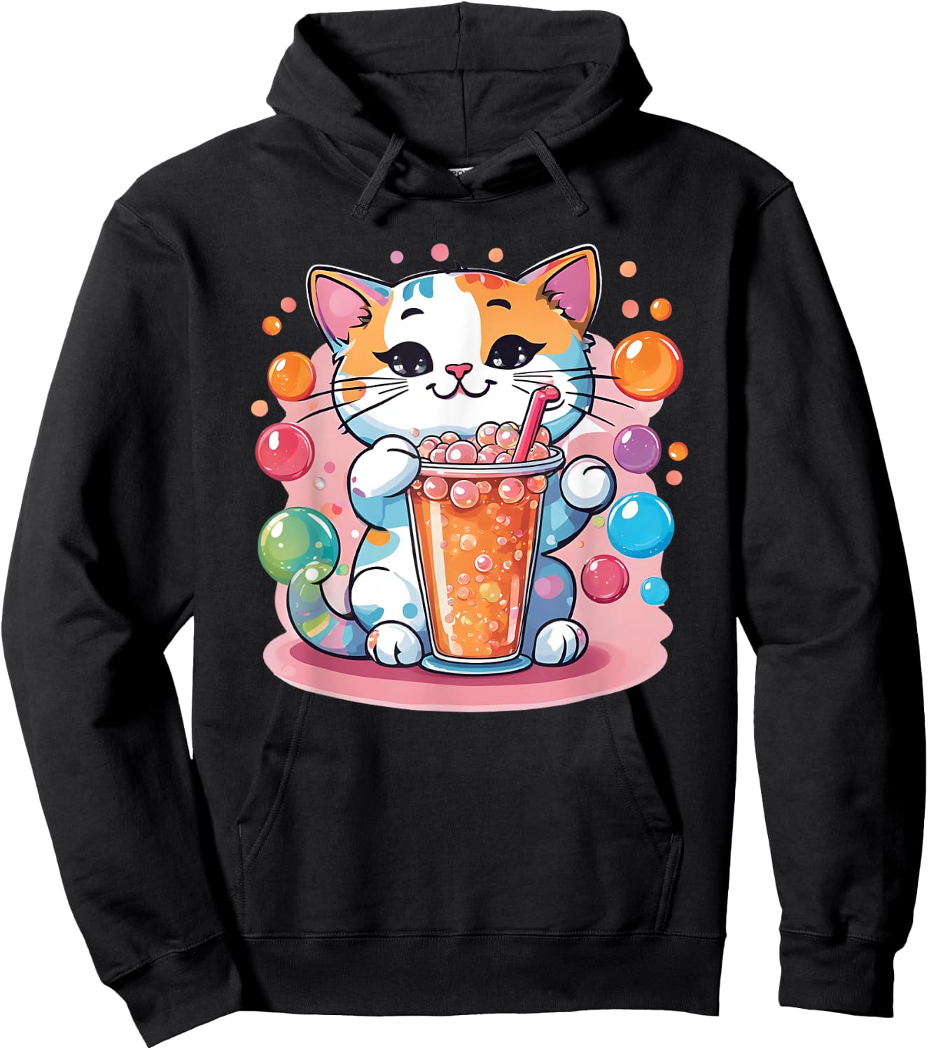 Cat Boba Tea Bubble Tea Anime Kawaii Neko Hoodie - Hoodie | Black