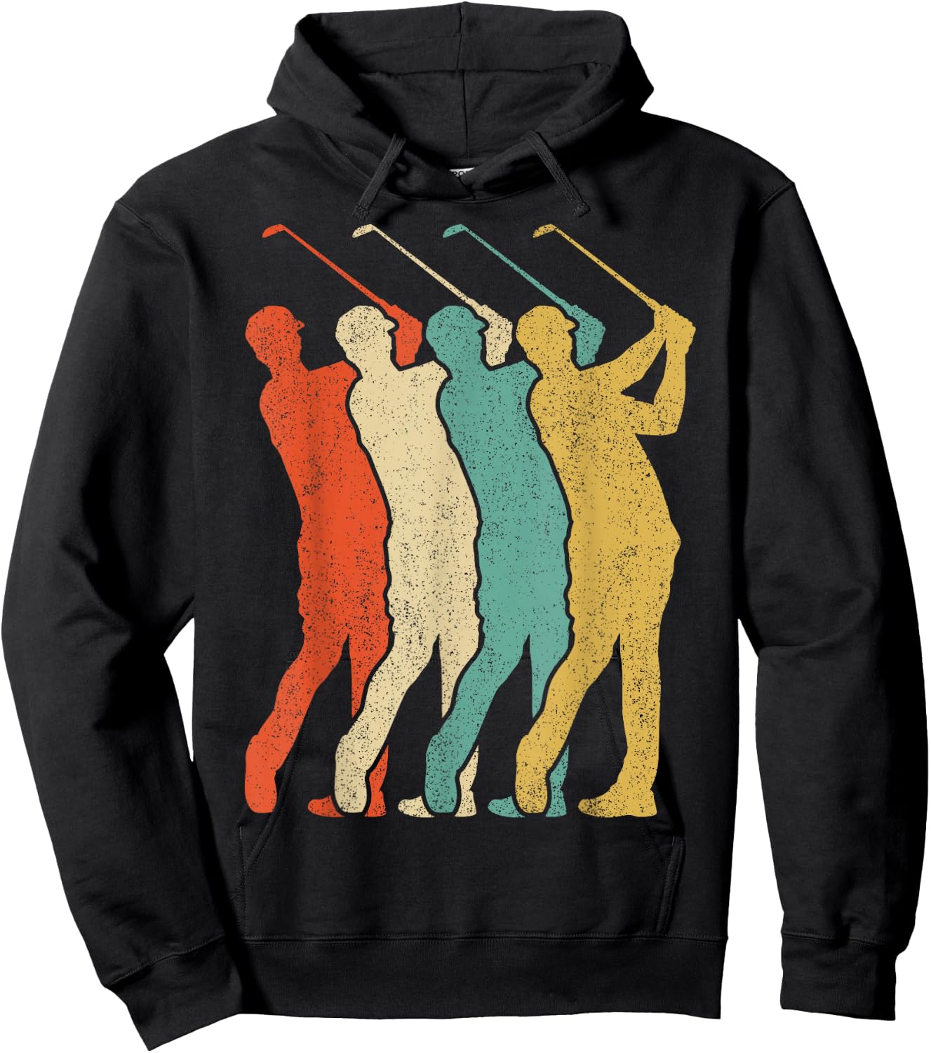 Golf Vintage Silhouette 60s 70s Retro Gift Club & Ball Sport Hoodie - Hoodie | Black