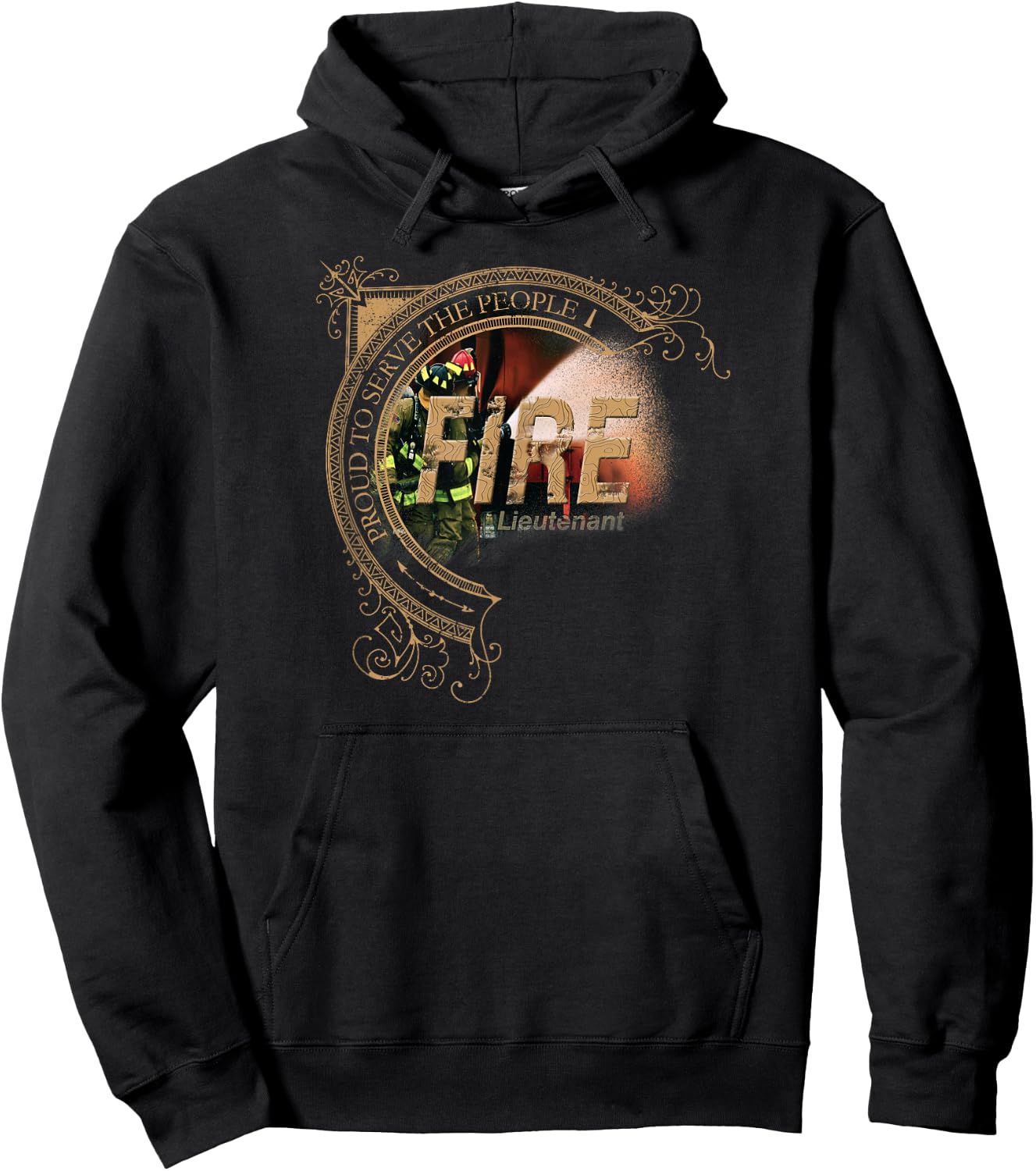 Firefighter Lieutenant Fire Proud to Serve the People Hoodie - Hoodie | Black