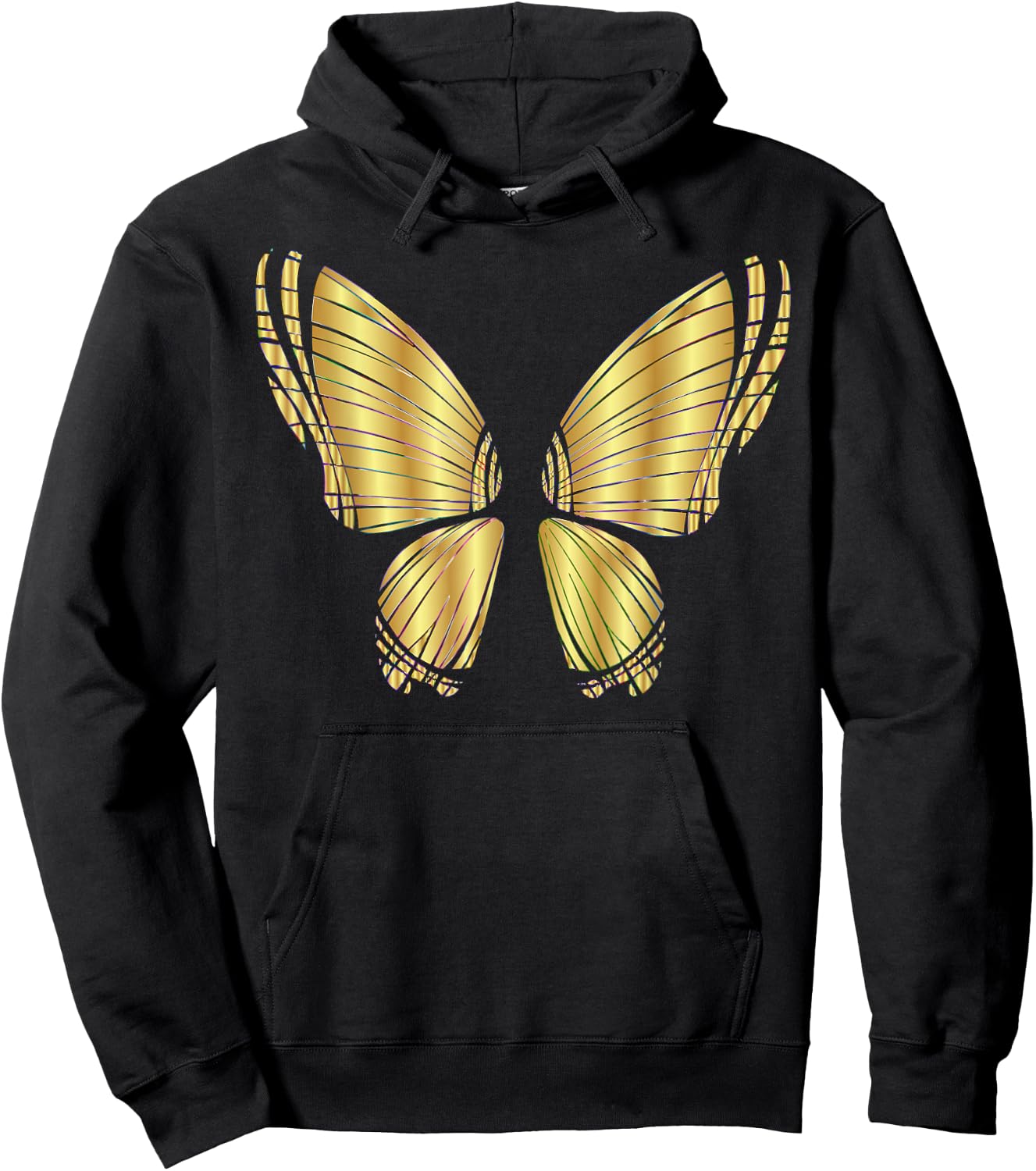 Metallic Gold Butterfly Garden Flying Hoodie - Hoodie | Black