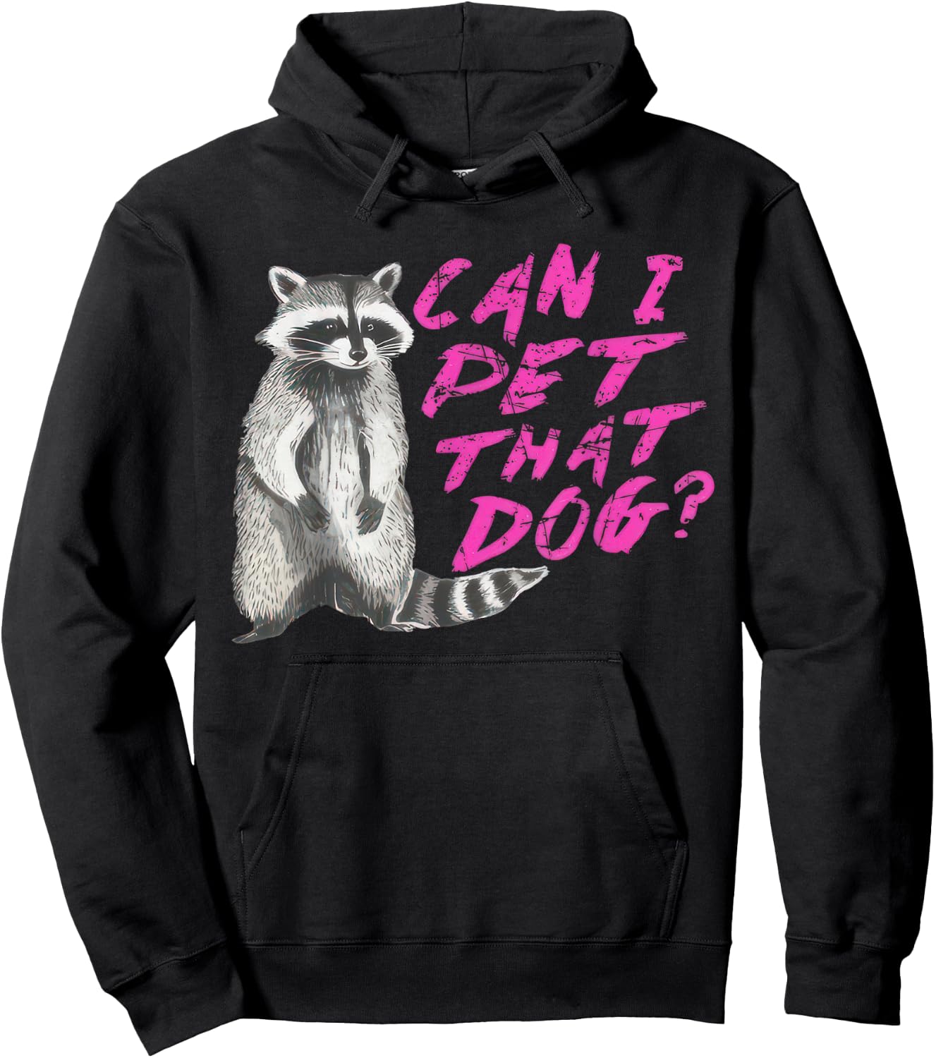 Can I Pet That Dog Funny Racoon Men Women Kids Hoodie - Hoodie | Black