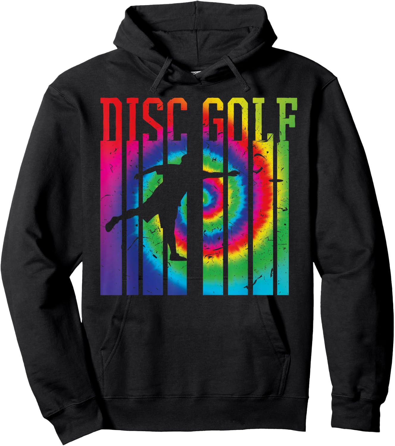 Retro Disc Golf Silhouette Shirt | Vintage Tie Dye Frisbee Hoodie - Hoodie | Black