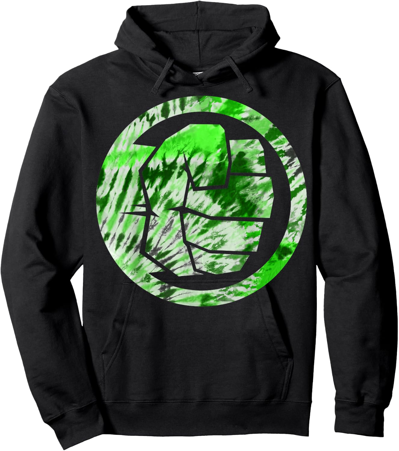 Marvel The Hulk Tie Dye Fist Symbol Graphic Hoodie - Hoodie | Black