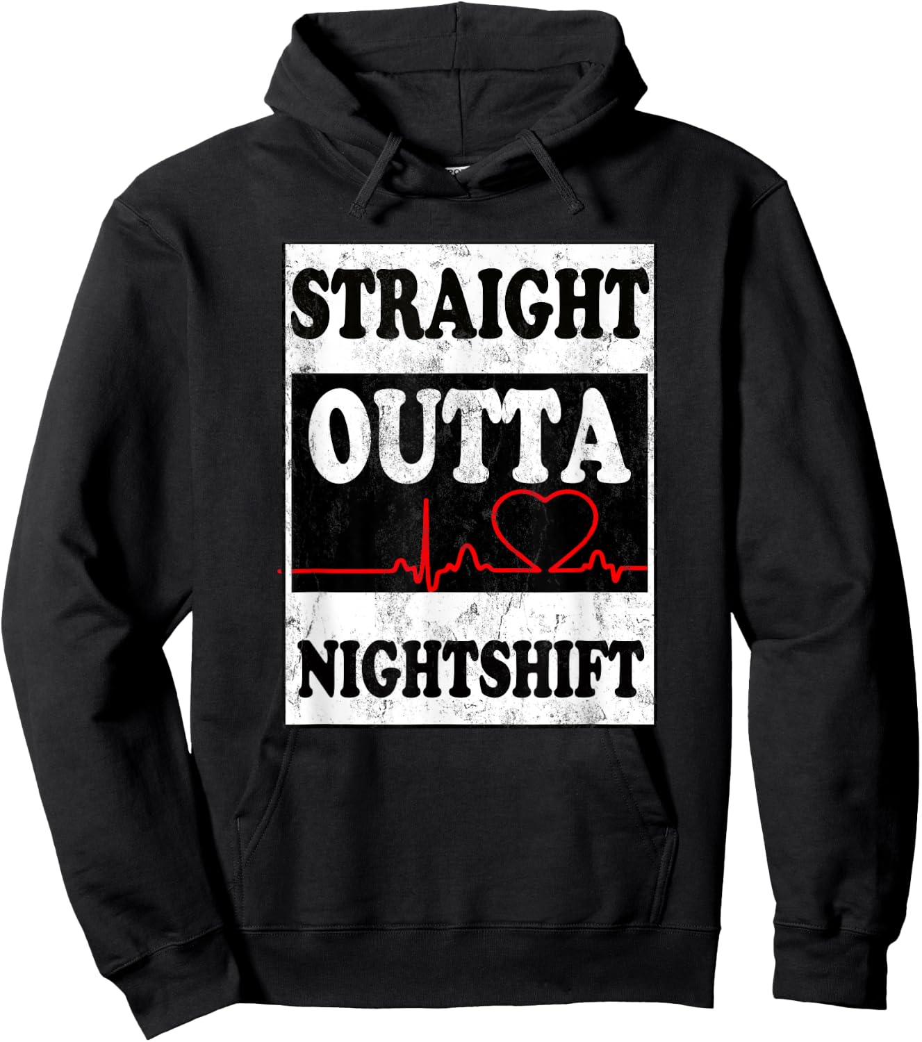 Straight Outta Night Shift Funny Night Job Shirt Hoodie - Hoodie | Black