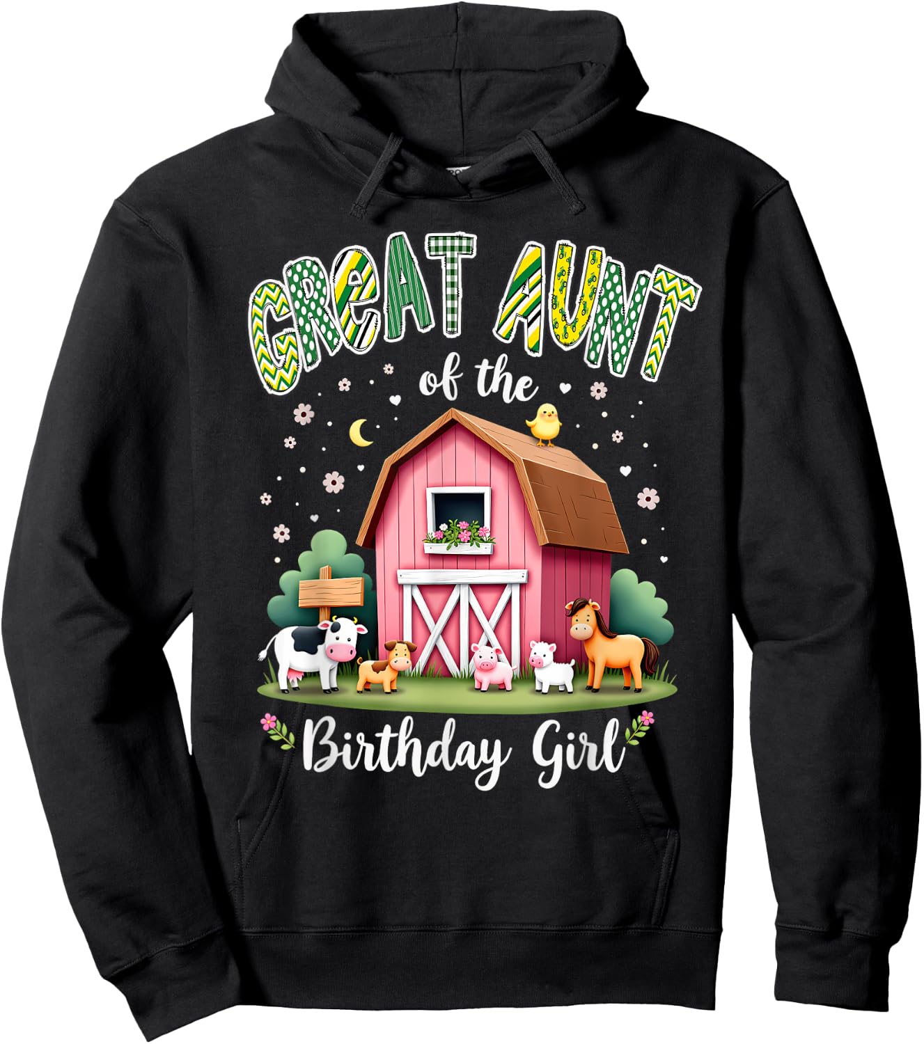 Barnyard Party Great Auntie Great Aunt Of The Birthday Girl Hoodie - Hoodie | Black