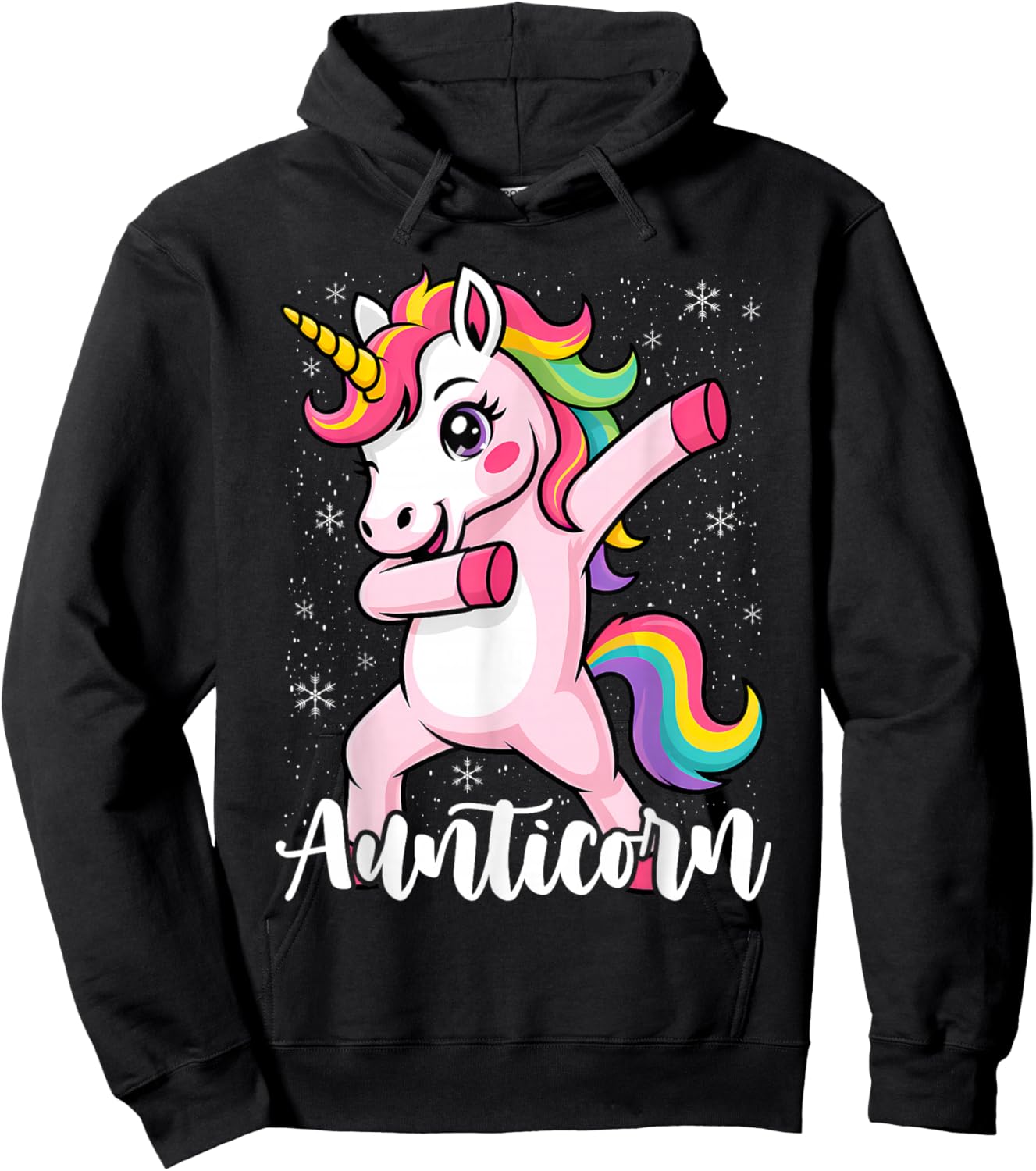 Aunticorn Aunty Dabbing Unicorn Auntie Aunt Christmas Hoodie - Hoodie | Black